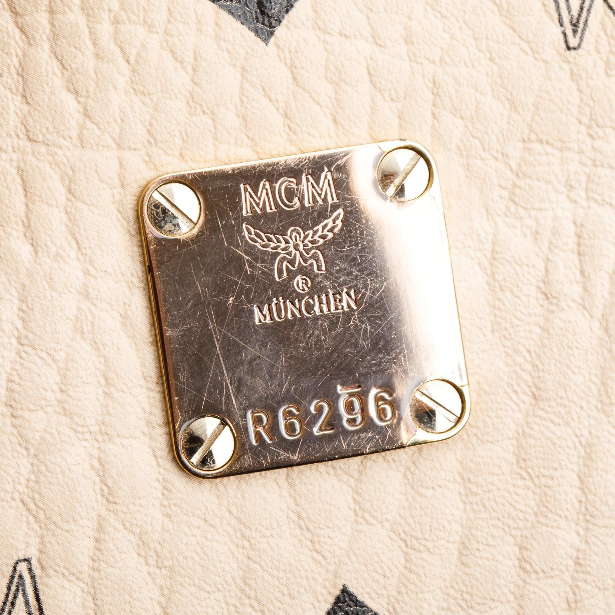 MCM Beige Visetos Stark Side Studs Medium Backpack