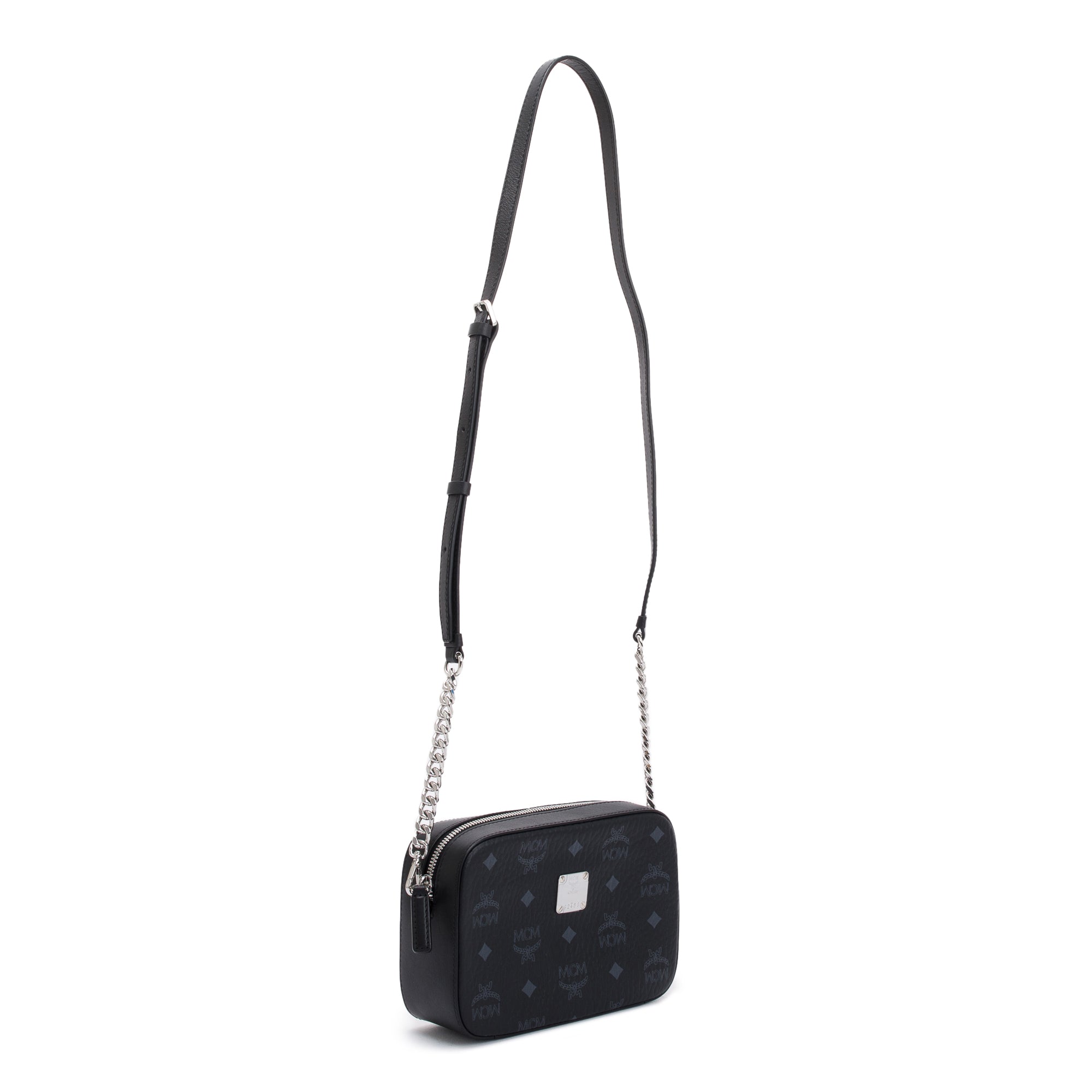 MCM Black Visetos Coated Canvas Camera Crossbody Bag