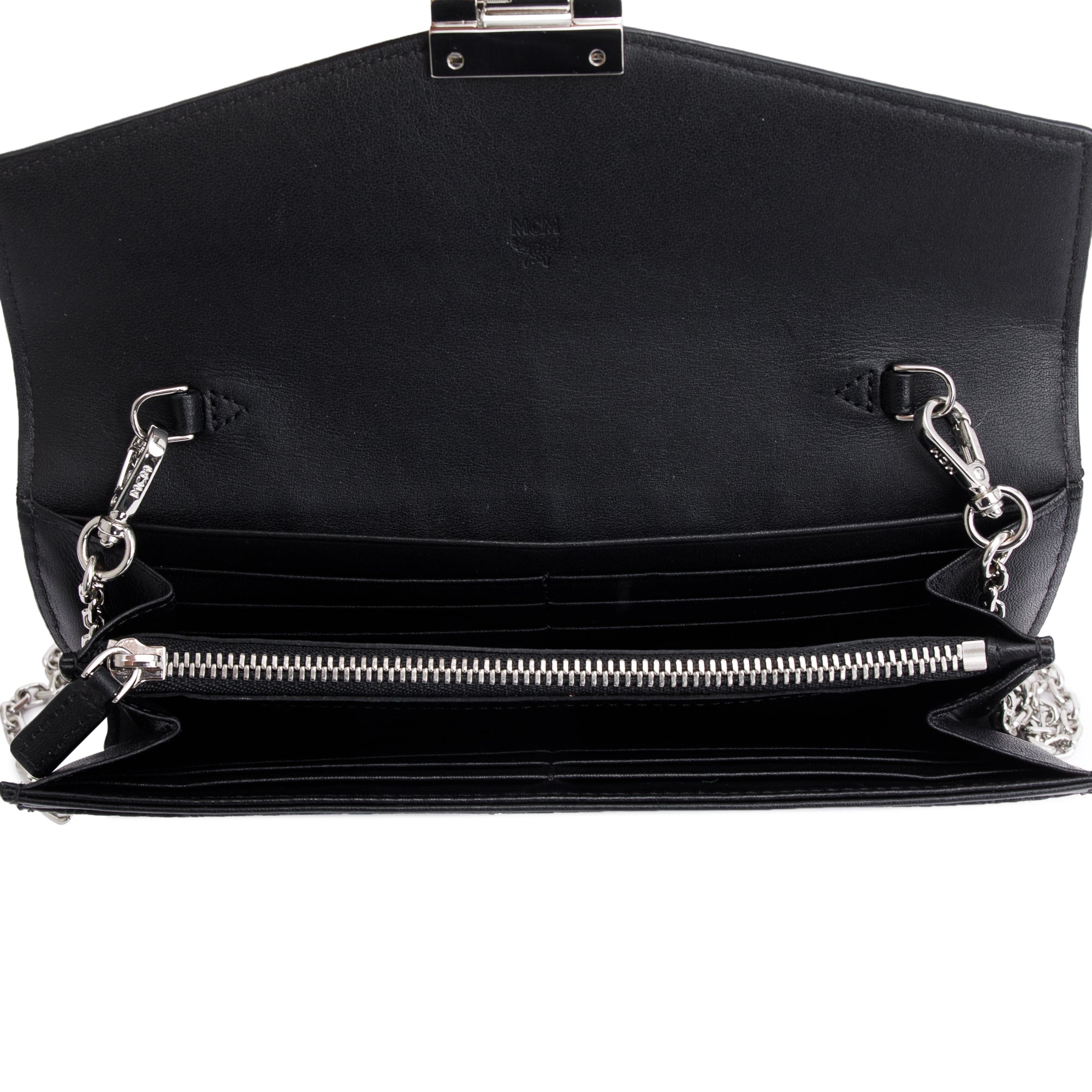 MCM Black Visetos Tracy Crossbody Wallet on Chian