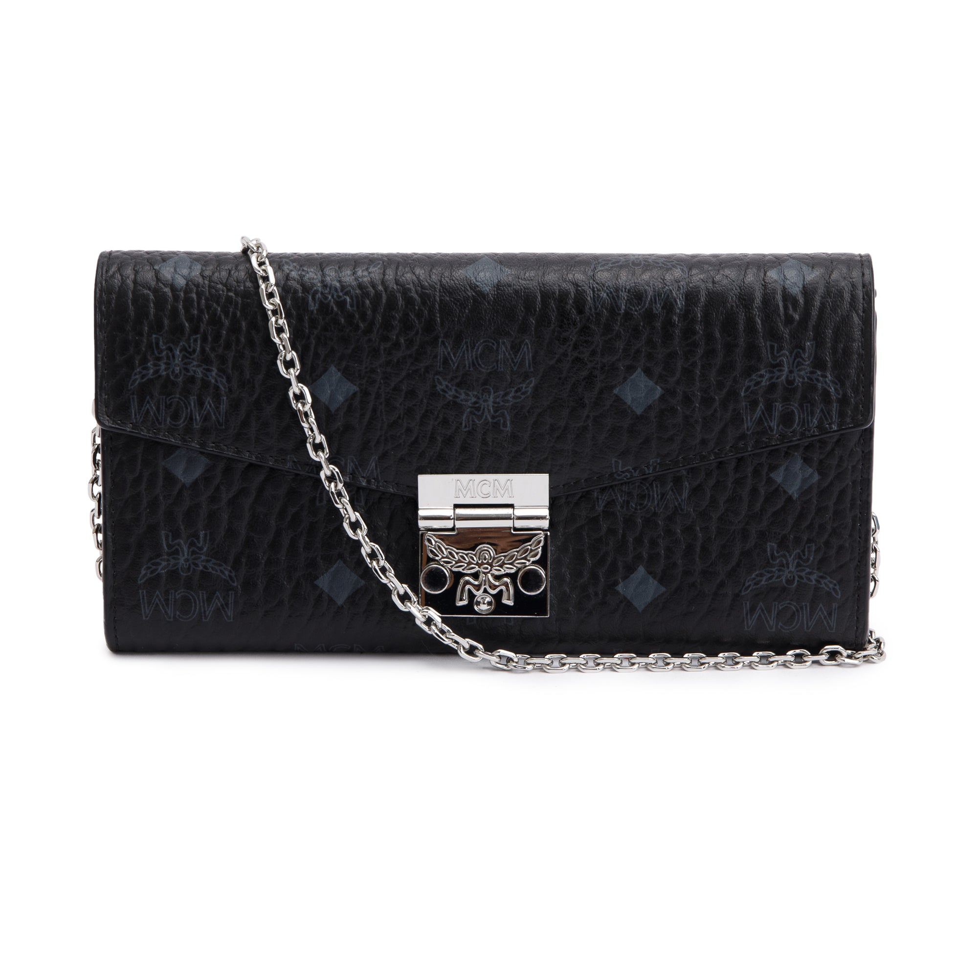 MCM Black Visetos Tracy Crossbody Wallet on Chian