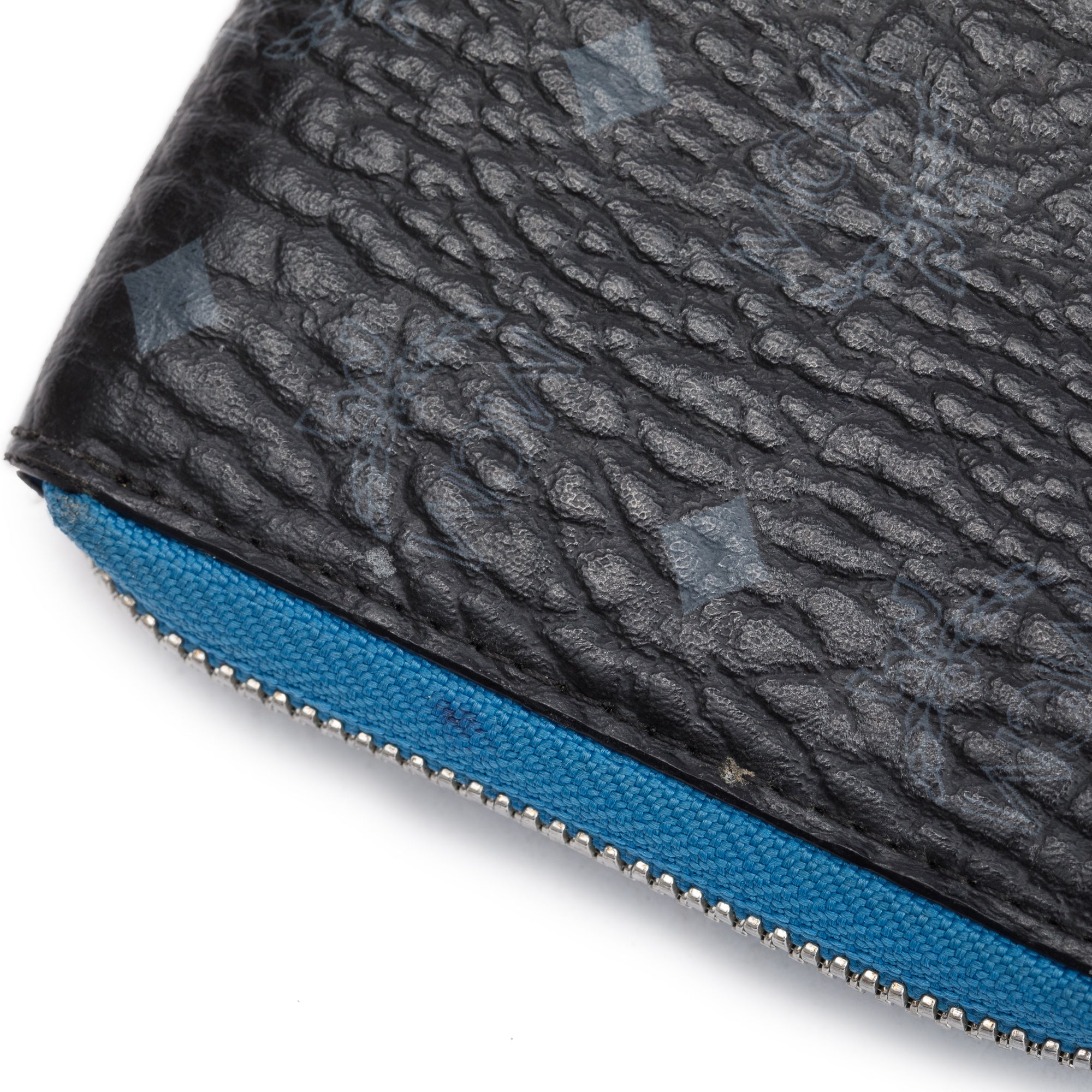 MCM Black Visetos Zip Around Wallet