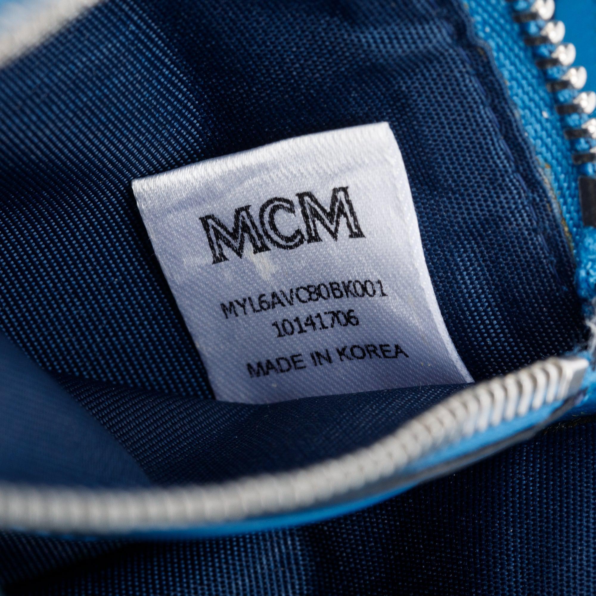 MCM Black Visetos Zip Around Wallet