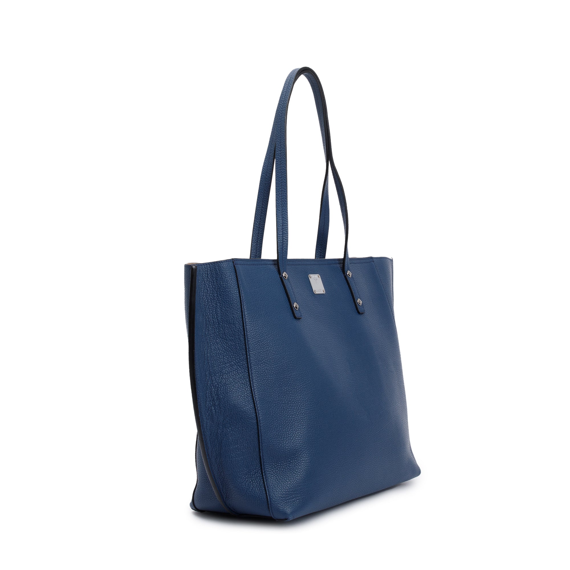 MCM Blue Leather Sophie Top Zip Shopper Tote
