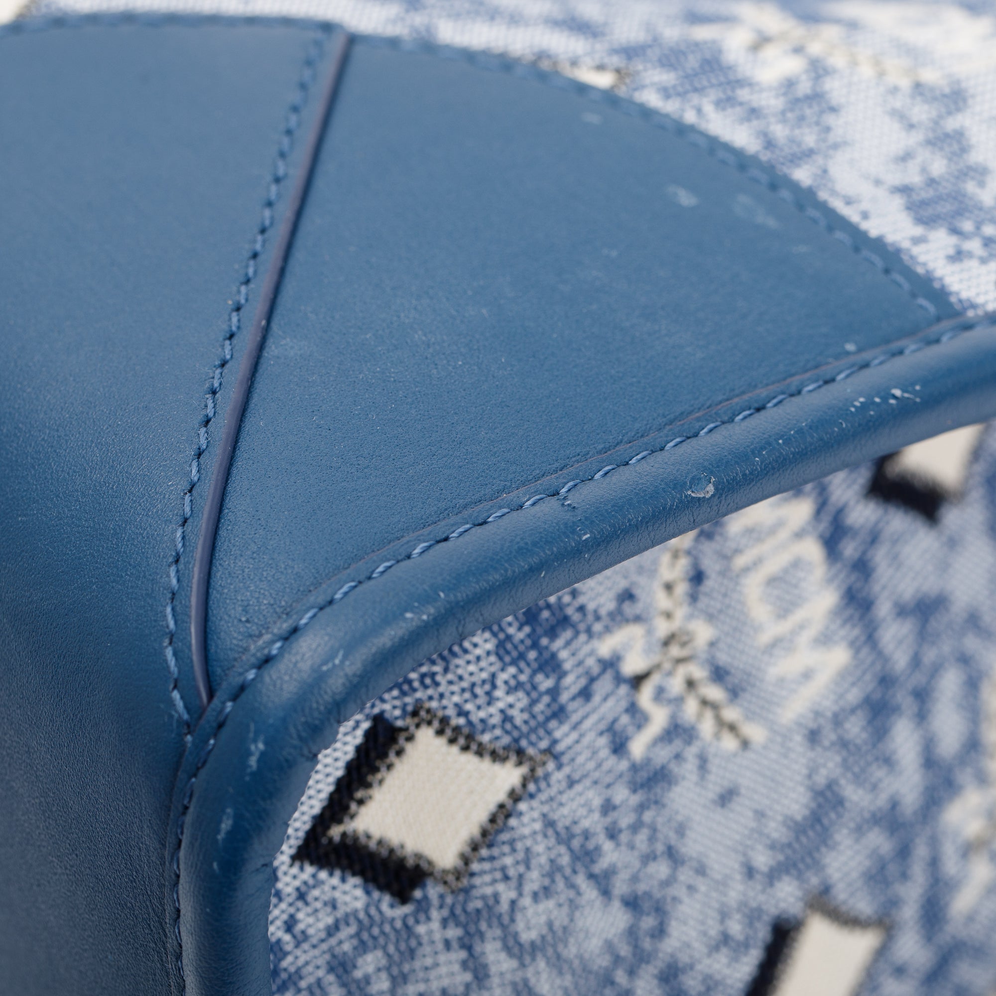 MCM Blue Vintage Monogram Jacquard Extra Large Munchen Tote w/ Strap