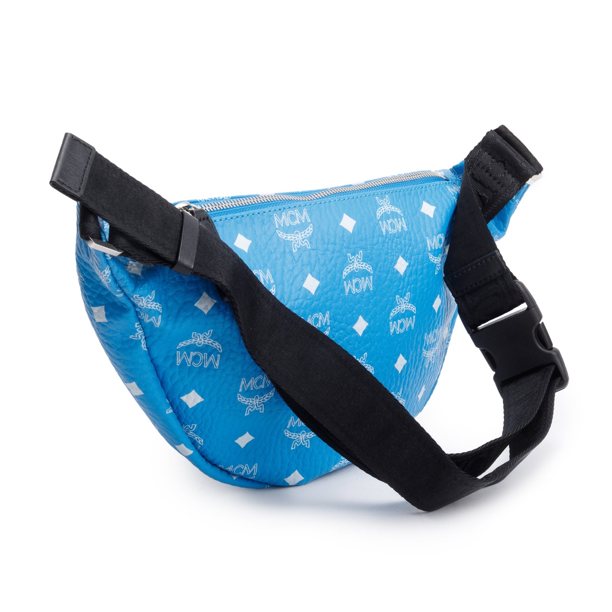 MCM Blue Visetos Fursten Medium Belt Bag