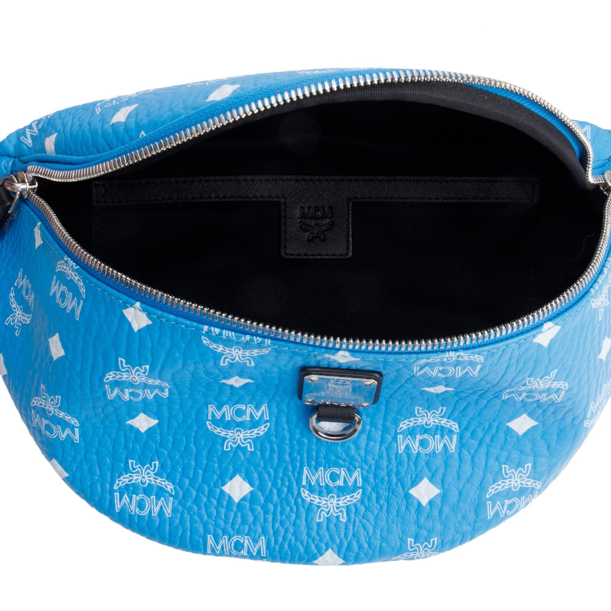 MCM Blue Visetos Fursten Medium Belt Bag