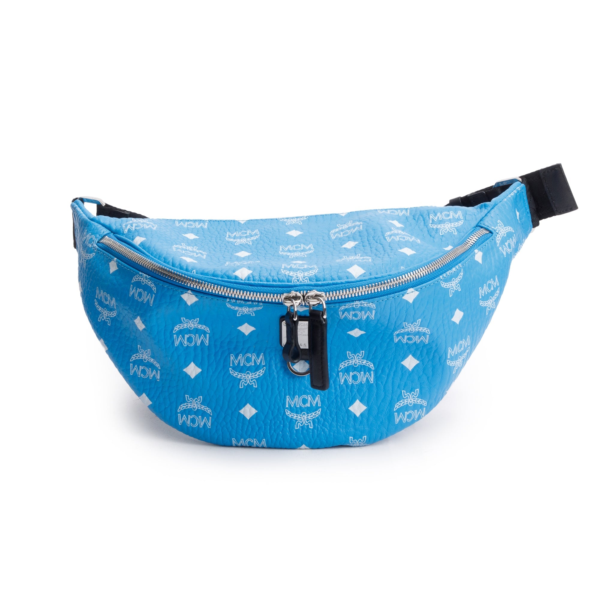 MCM Blue Visetos Fursten Medium Belt Bag