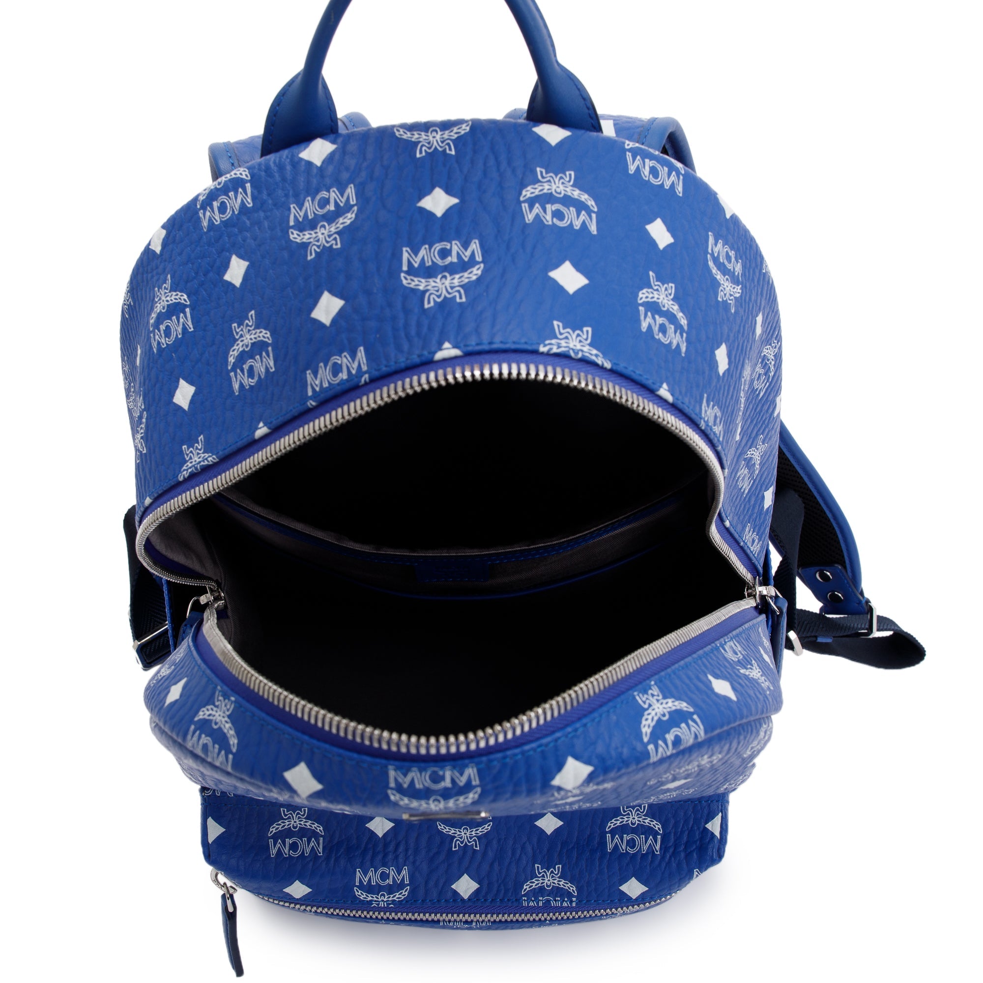 MCM Blue Visetos Stark Medium Backpack