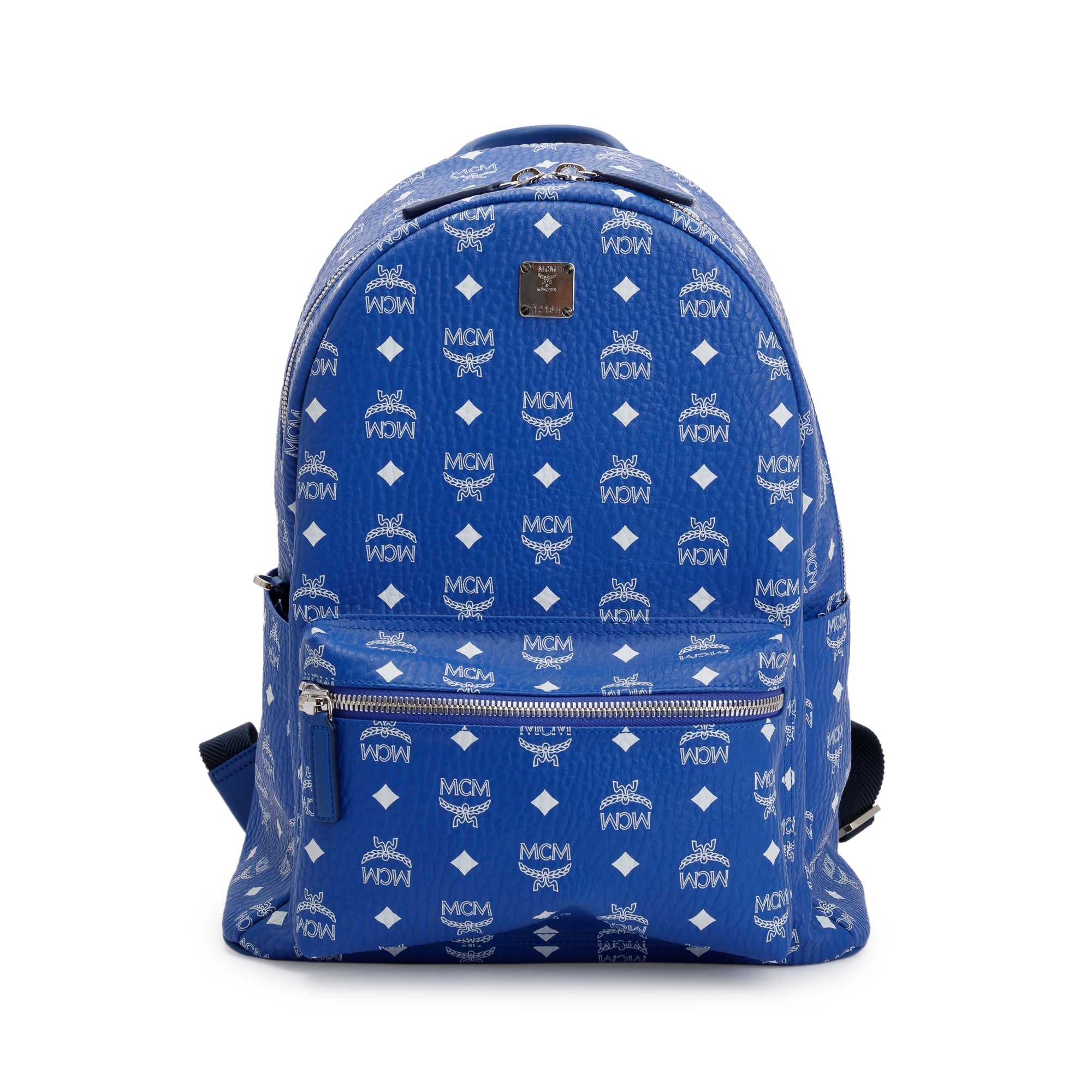 MCM Blue Visetos Stark Medium Backpack