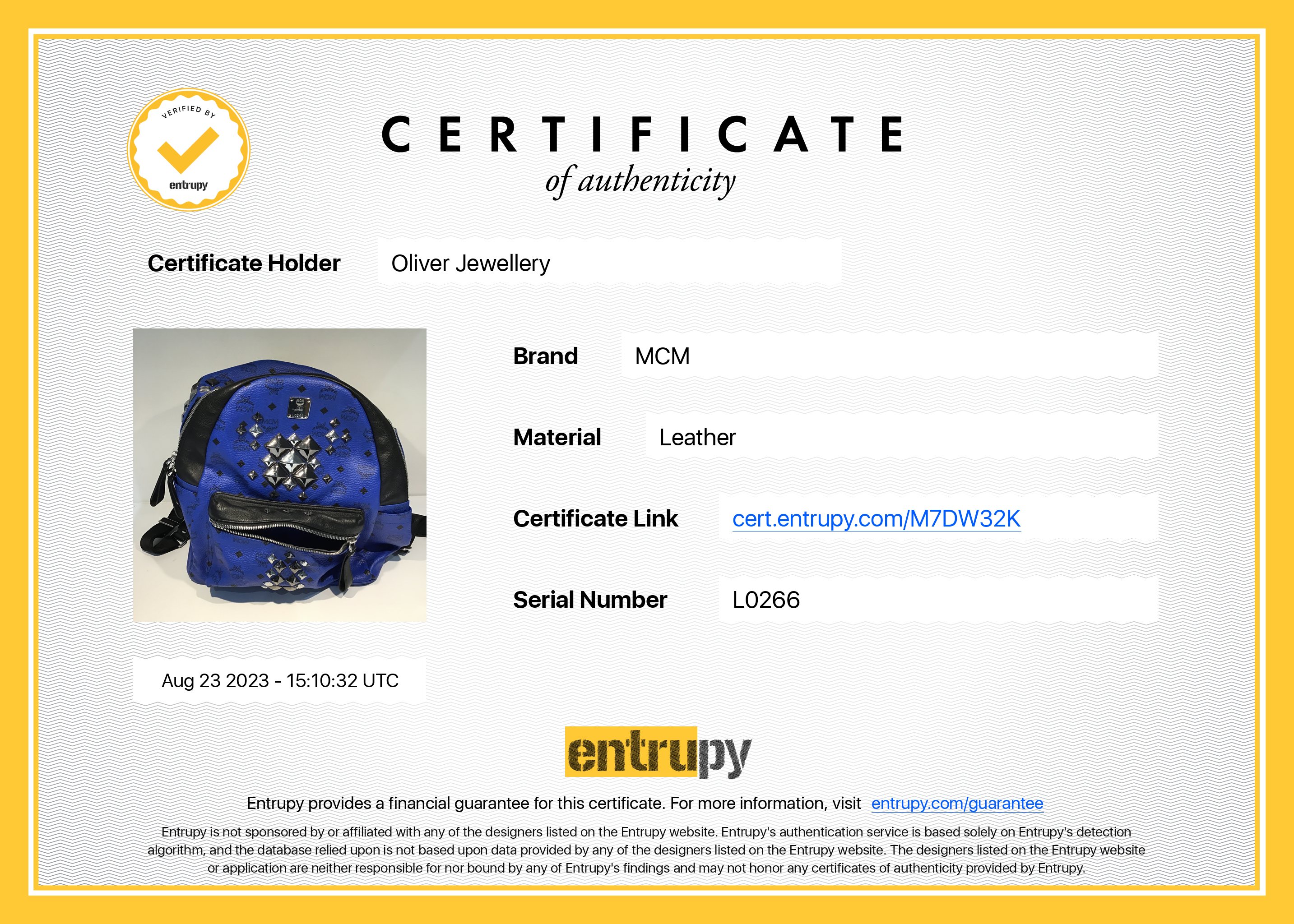 MCM Blue Visetos Studded Colorblock Stark Brock Medium Backpack