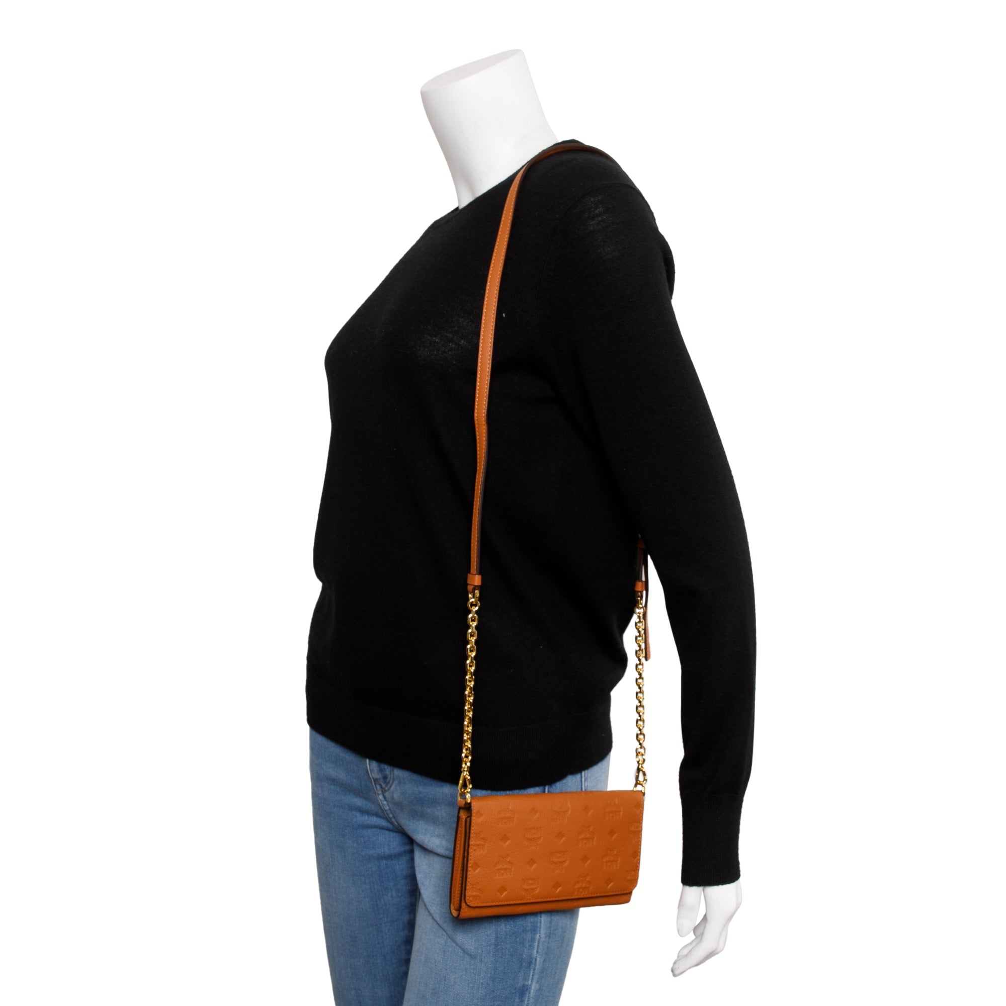 MCM Brown Leather Ottomar Wallet on Chain