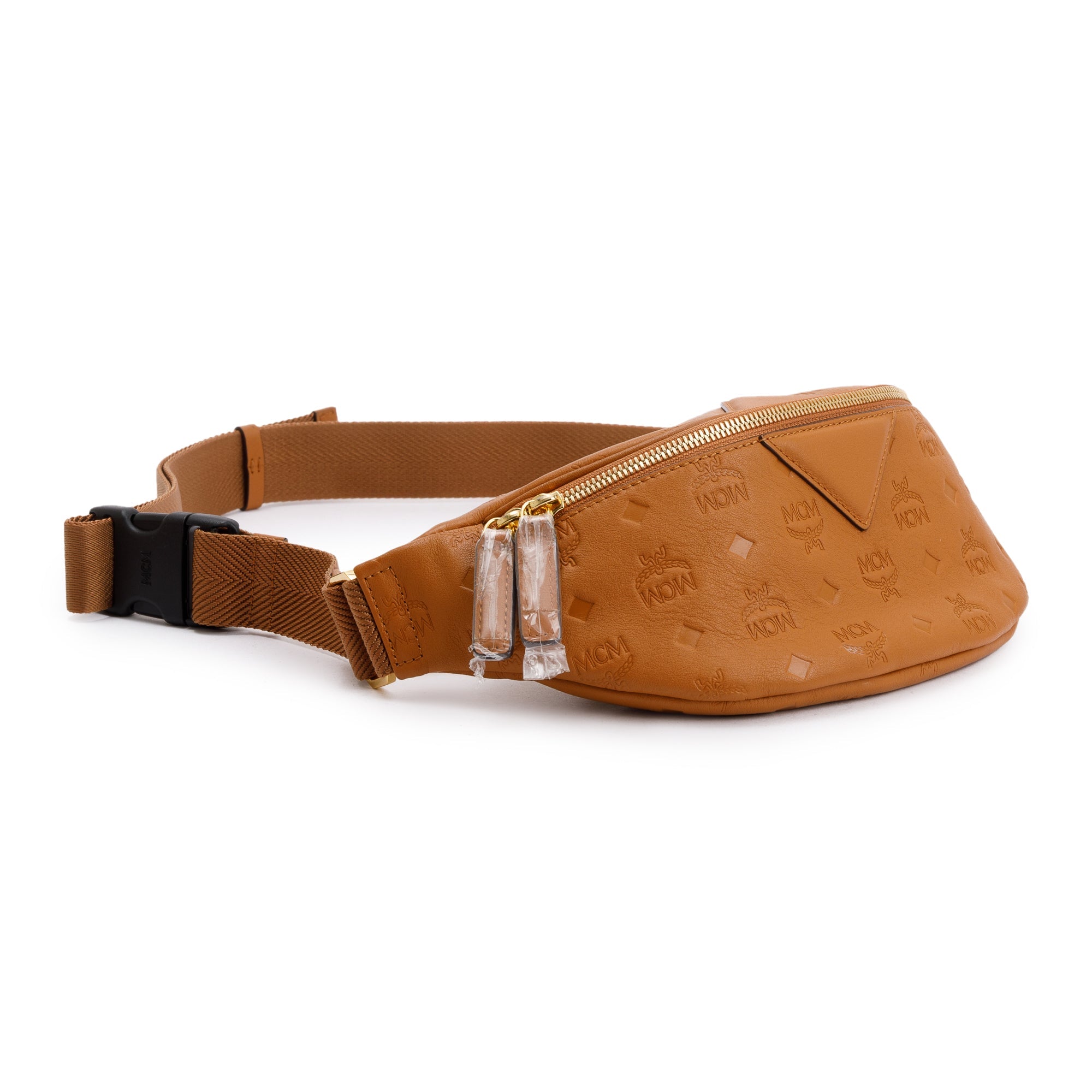 MCM Cognac Monogram Embossed Leather Fursten Belt Bag