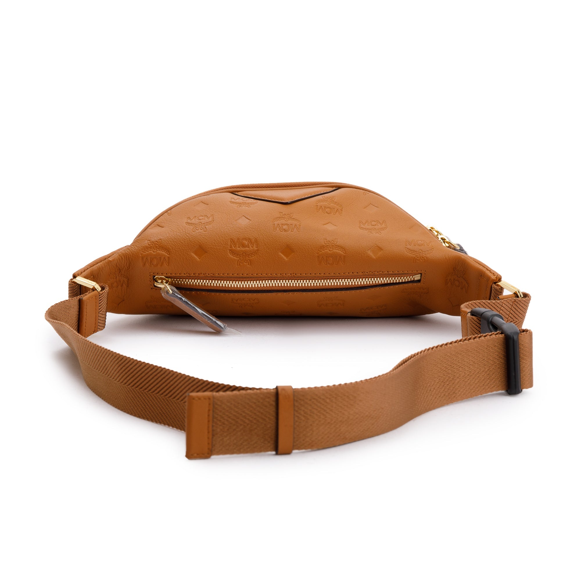 MCM Cognac Monogram Embossed Leather Fursten Belt Bag