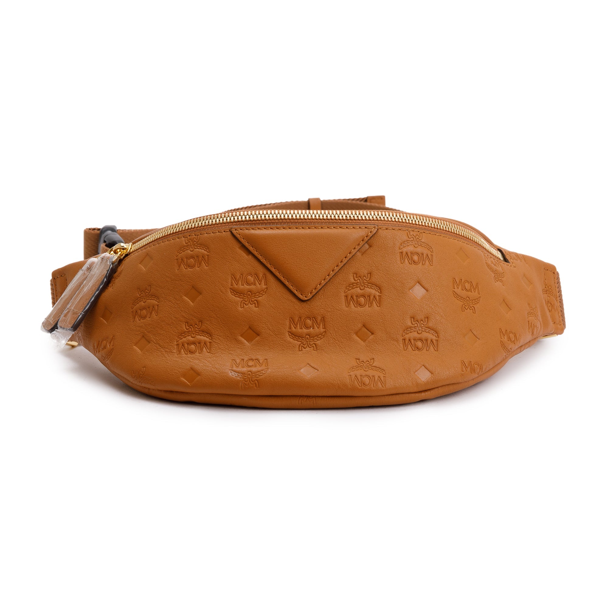MCM Cognac Monogram Embossed Leather Fursten Belt Bag