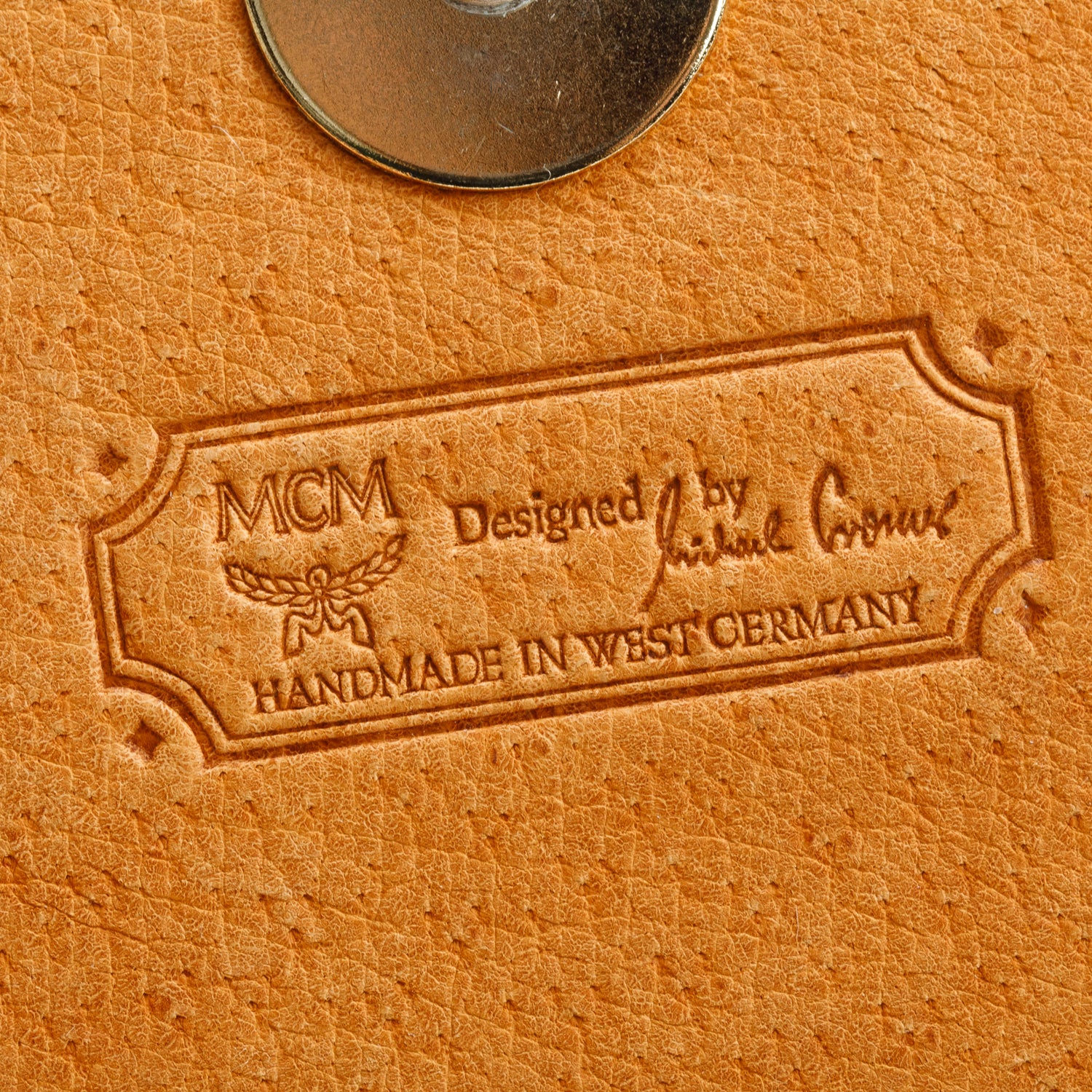 MCM Cognac Visetos Chain Card Holder Crossbody