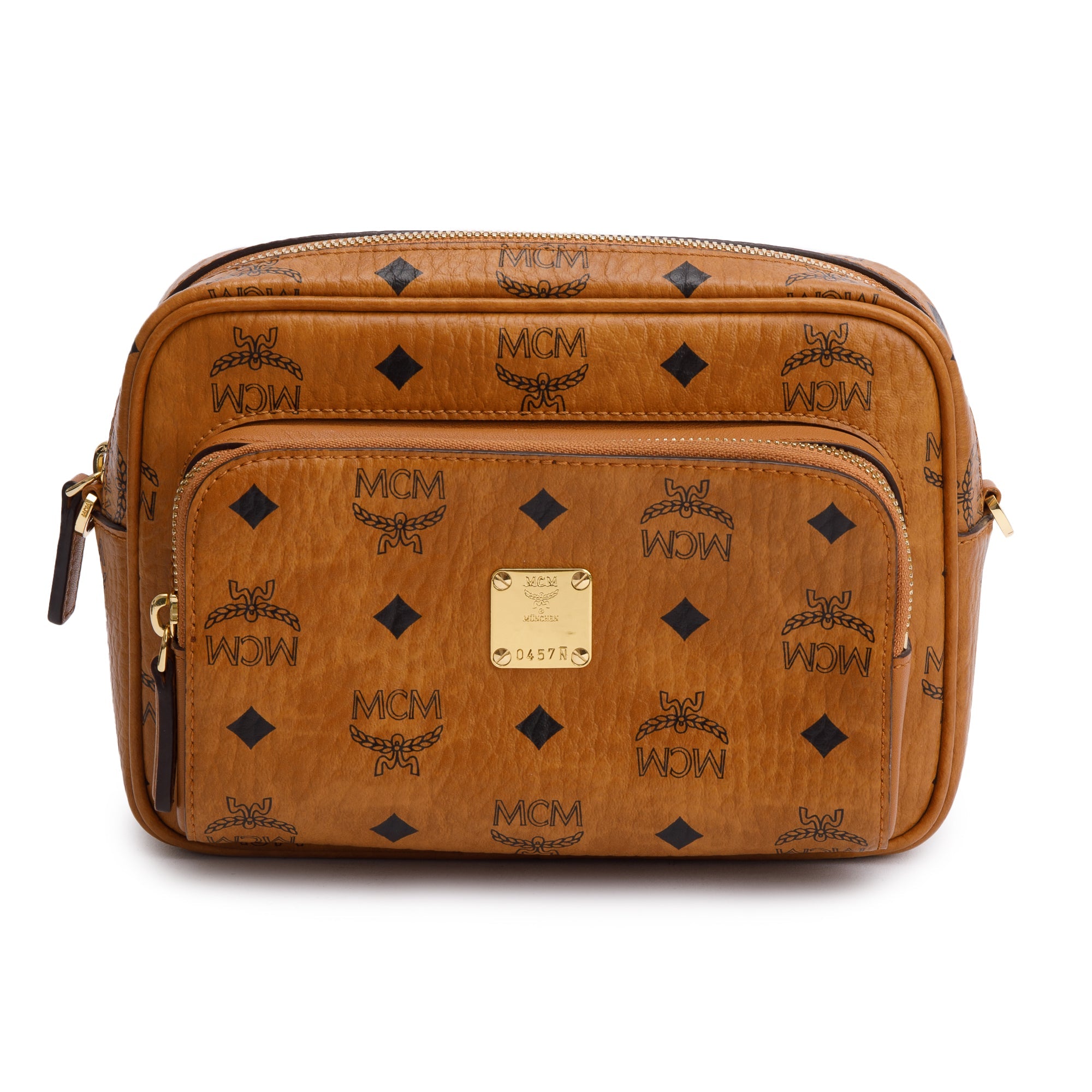 MCM Cognac Visetos Coated Canvas Aren Messenger Bag