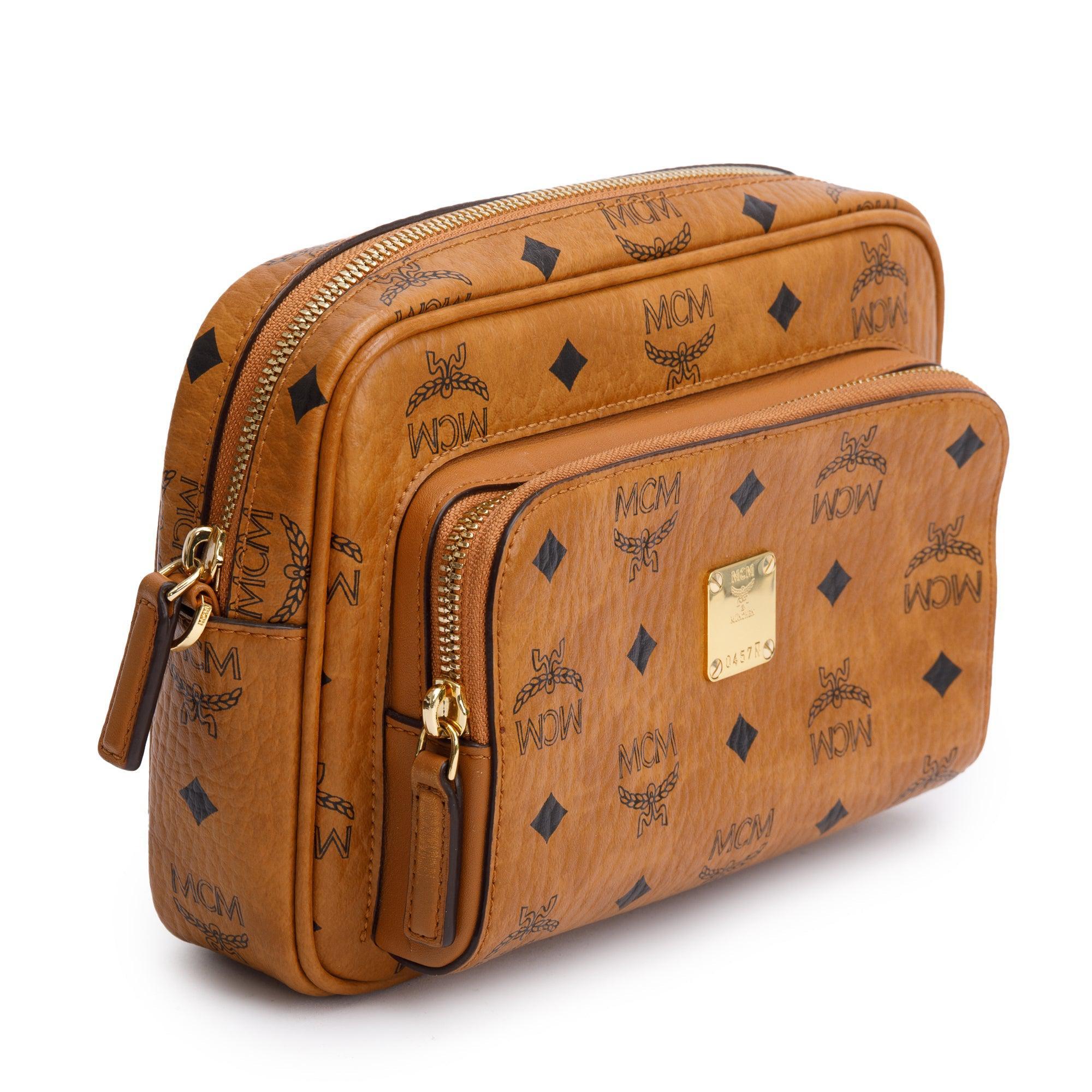 MCM Cognac Visetos Coated Canvas Aren Messenger Bag