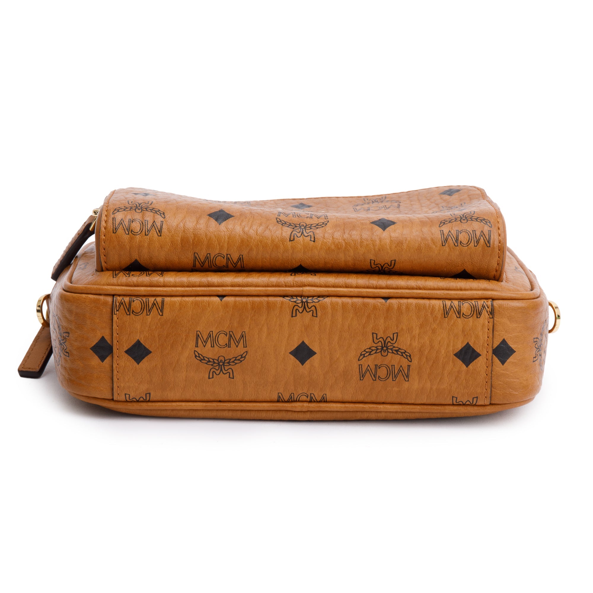 MCM Cognac Visetos Coated Canvas Aren Messenger Bag