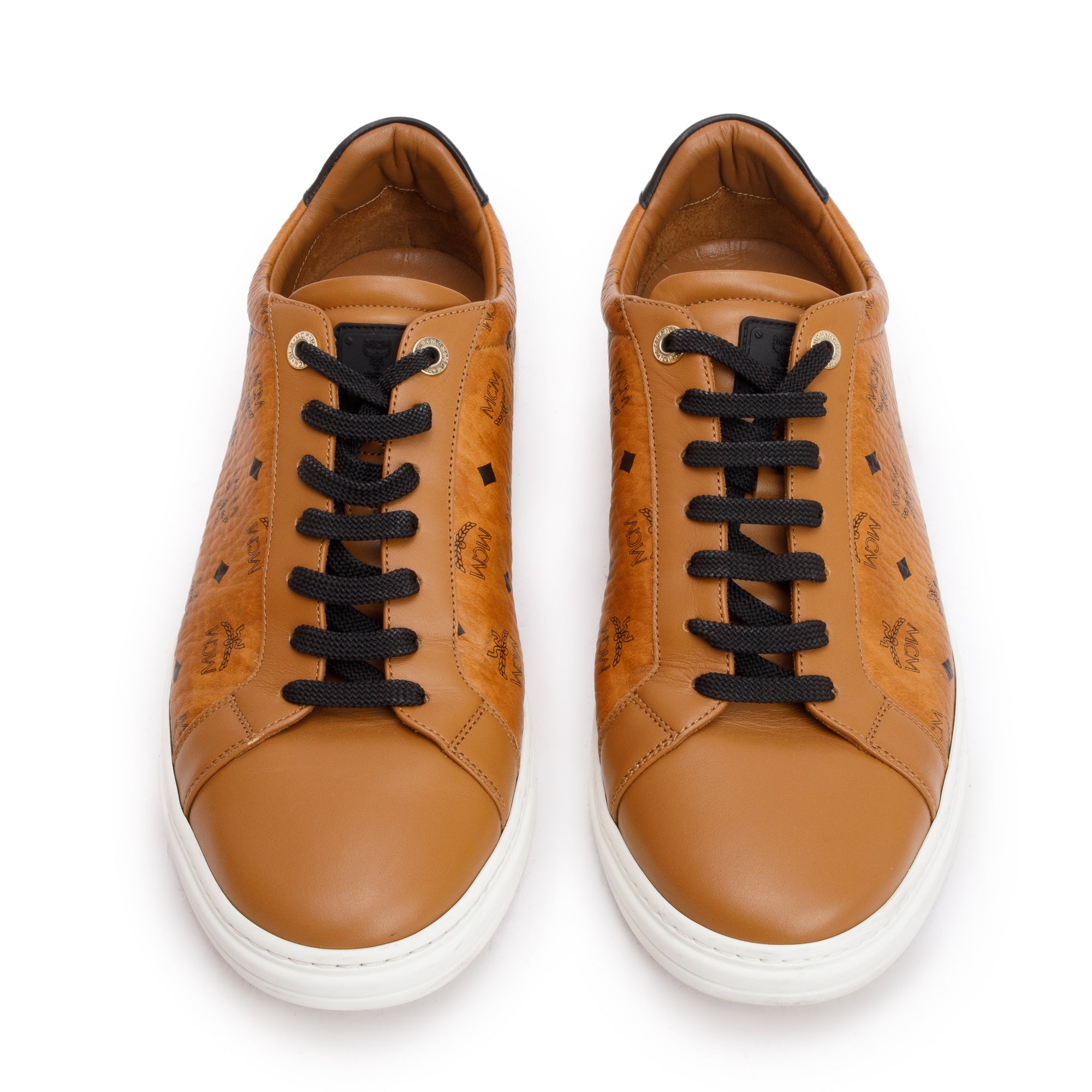 MCM Cognac Visetos Men's Terrain Lo and Leather Sneakers, Size 44