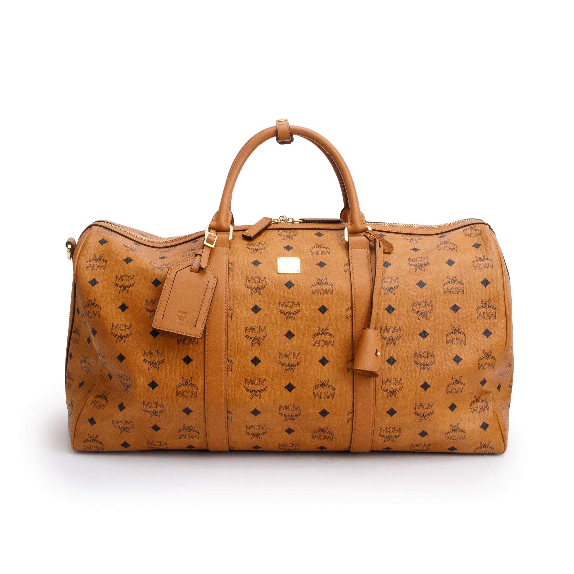 MCM Cognac Visetos Ottomar Weekender Bag