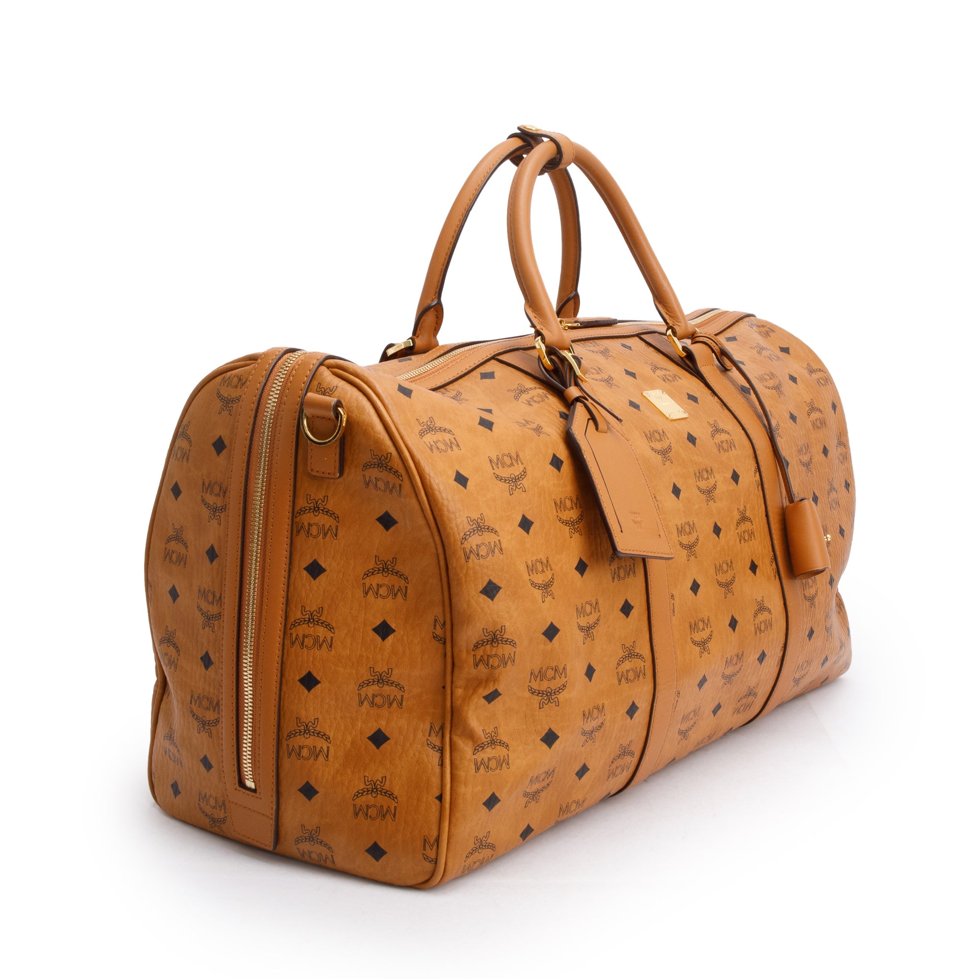 MCM Cognac Visetos Ottomar Weekender Bag