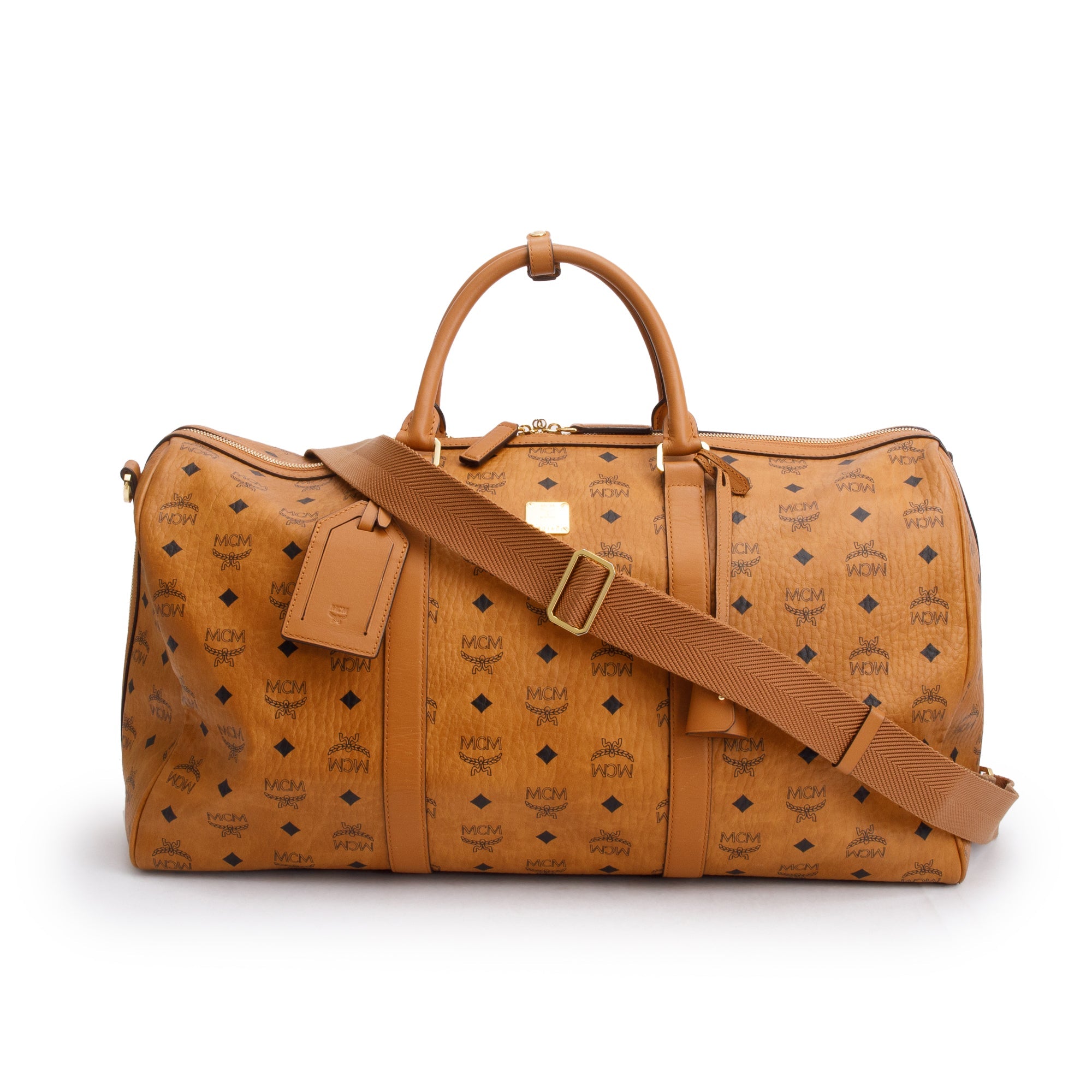 MCM Cognac Visetos Ottomar Weekender Bag