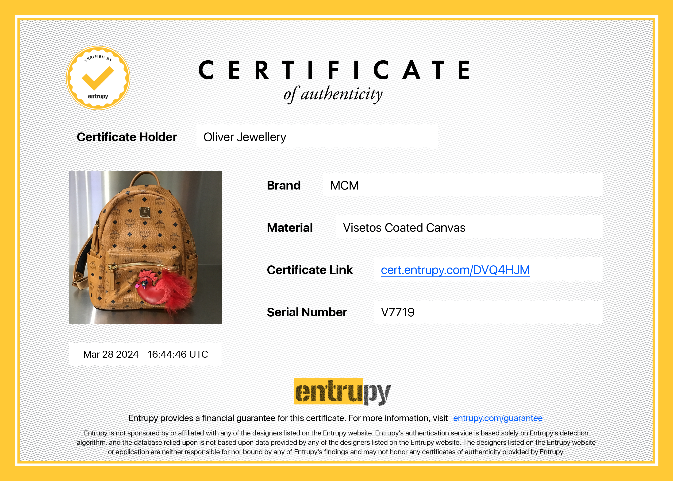 MCM Cognac Visetos Rooster Small Stark Backpack