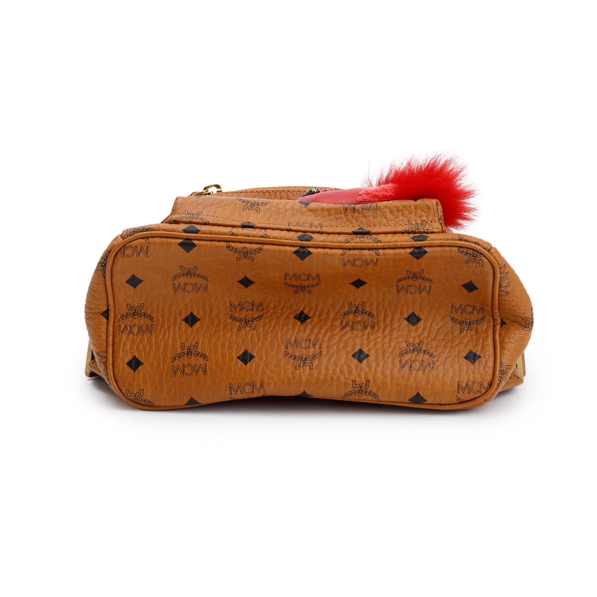 MCM Cognac Visetos Rooster Small Stark Backpack