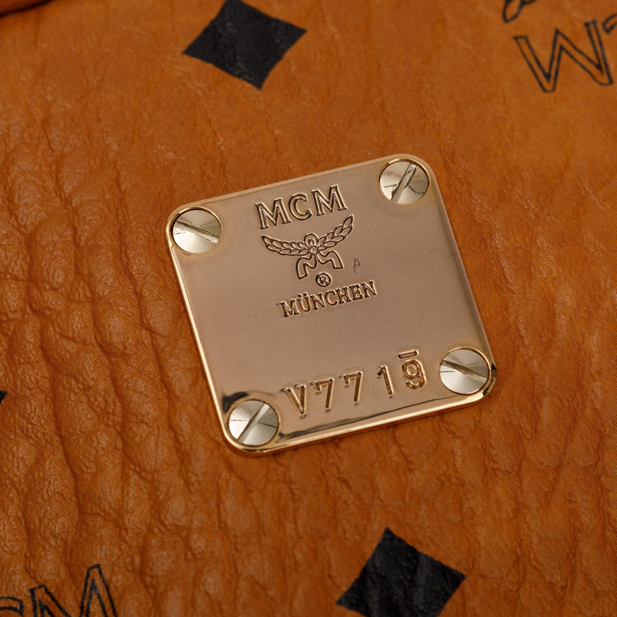 MCM Cognac Visetos Rooster Small Stark Backpack