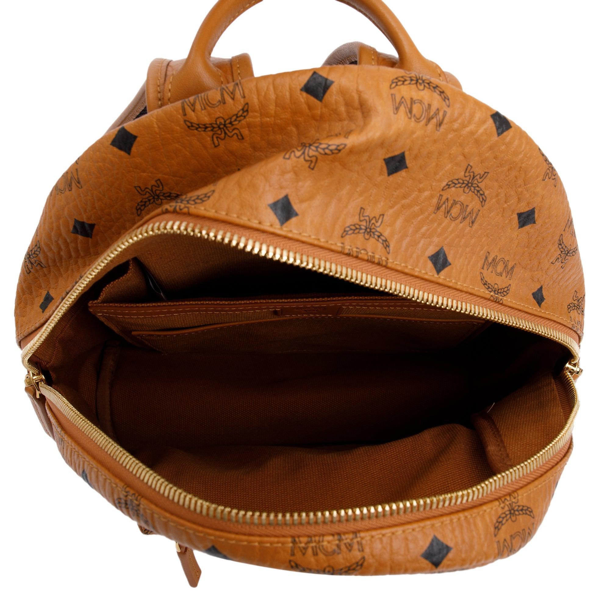 MCM Cognac Visetos Rooster Small Stark Backpack