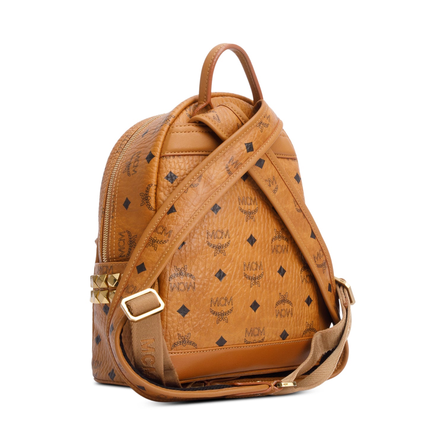 MCM Cognac Visetos Side Studs Mini Stark Backpack