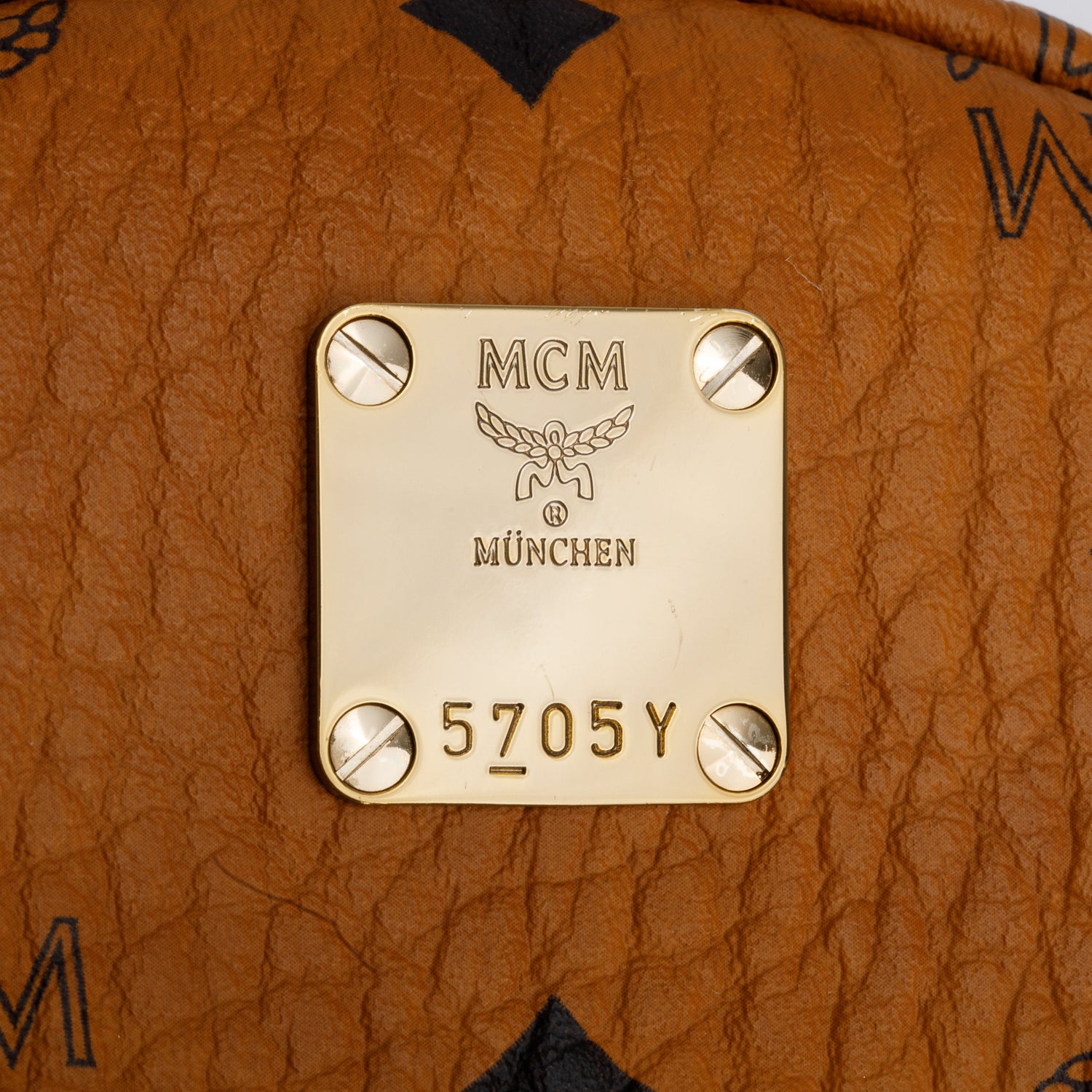 MCM Cognac Visetos Side Studs Mini Stark Backpack