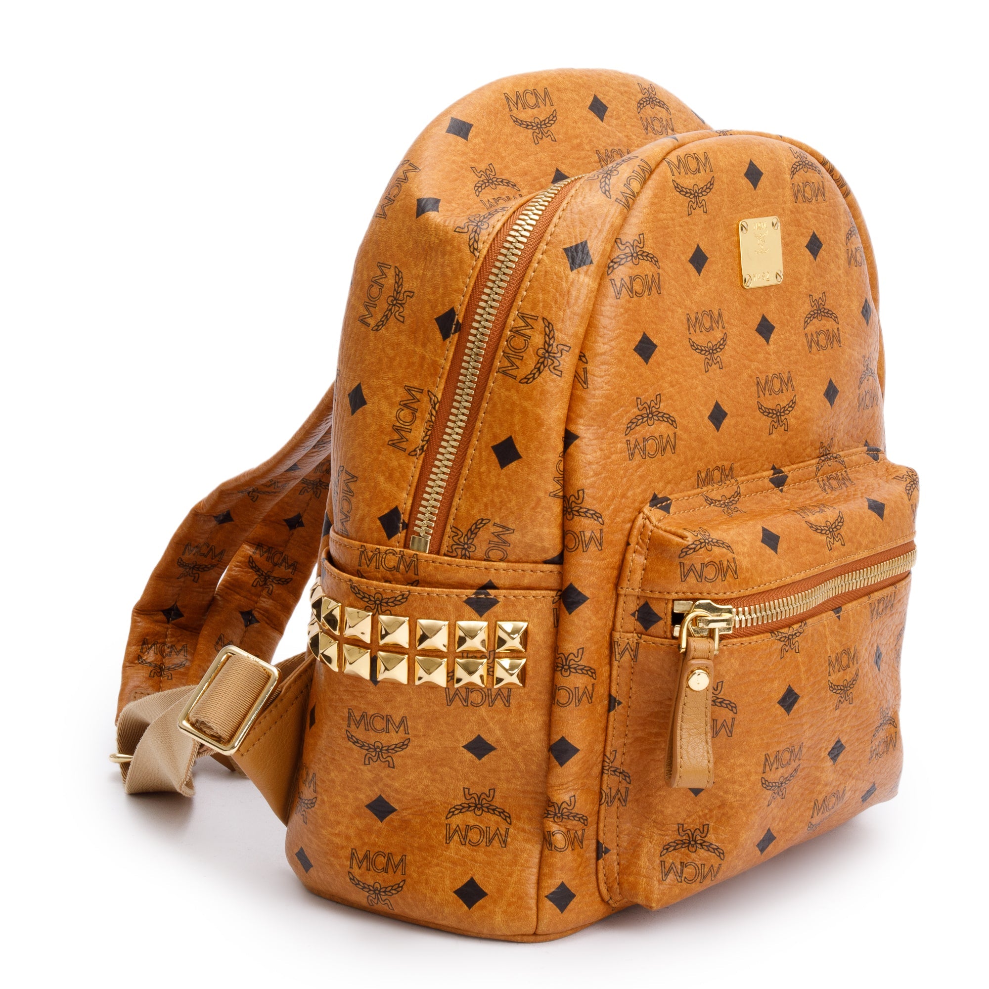 MCM Cognac Visetos Small Stark Backpack