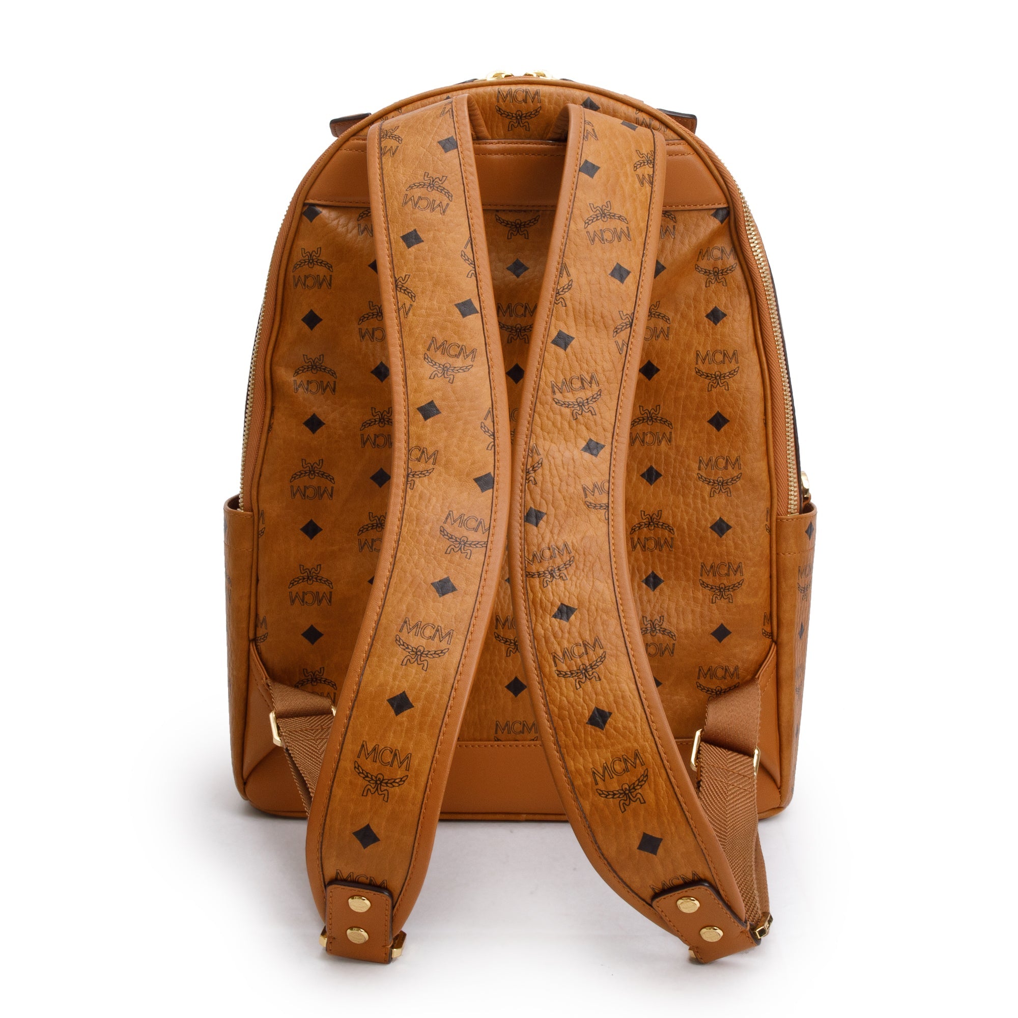 MCM Cognac Visetos Stark Large Backpack