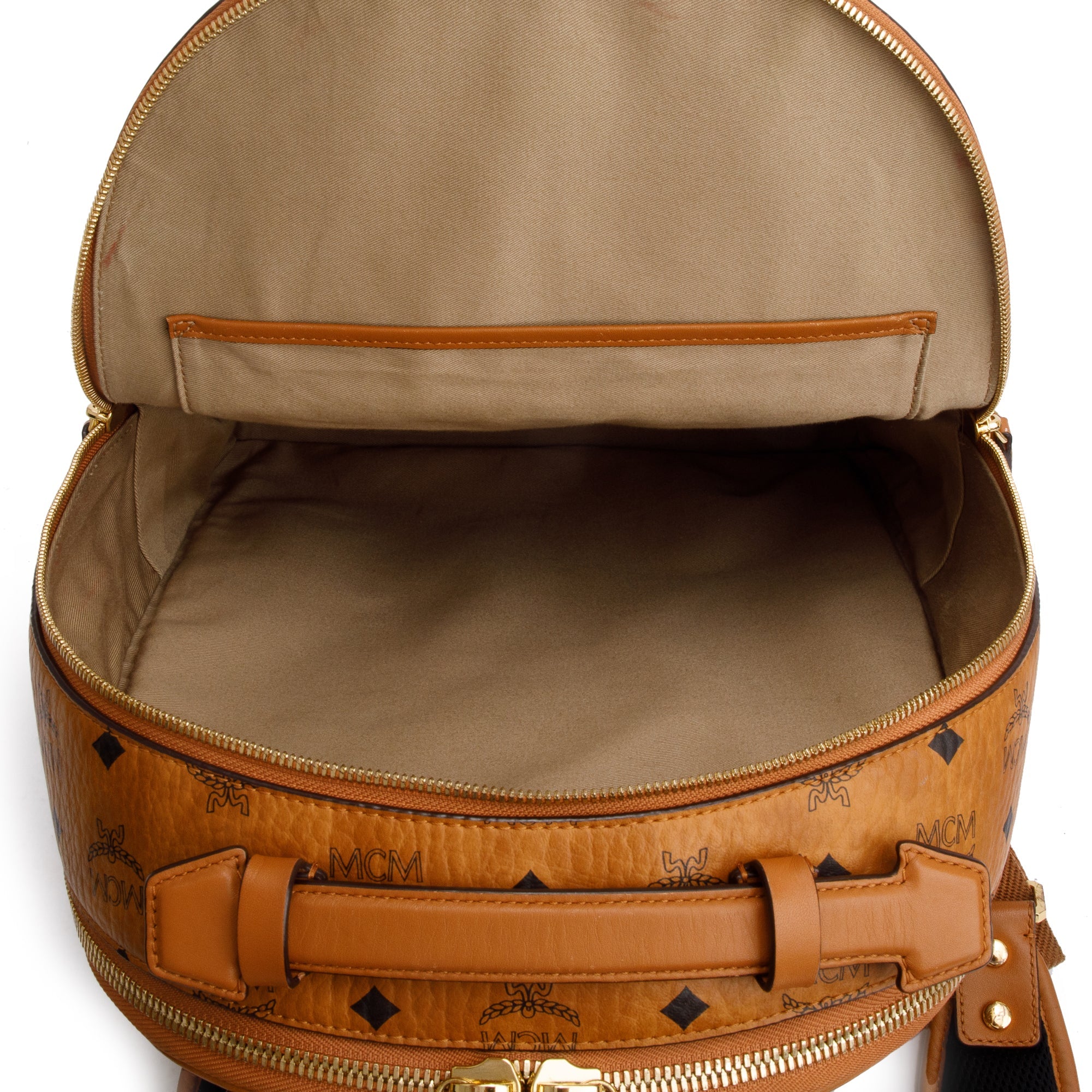 MCM Cognac Visetos Stark Large Backpack