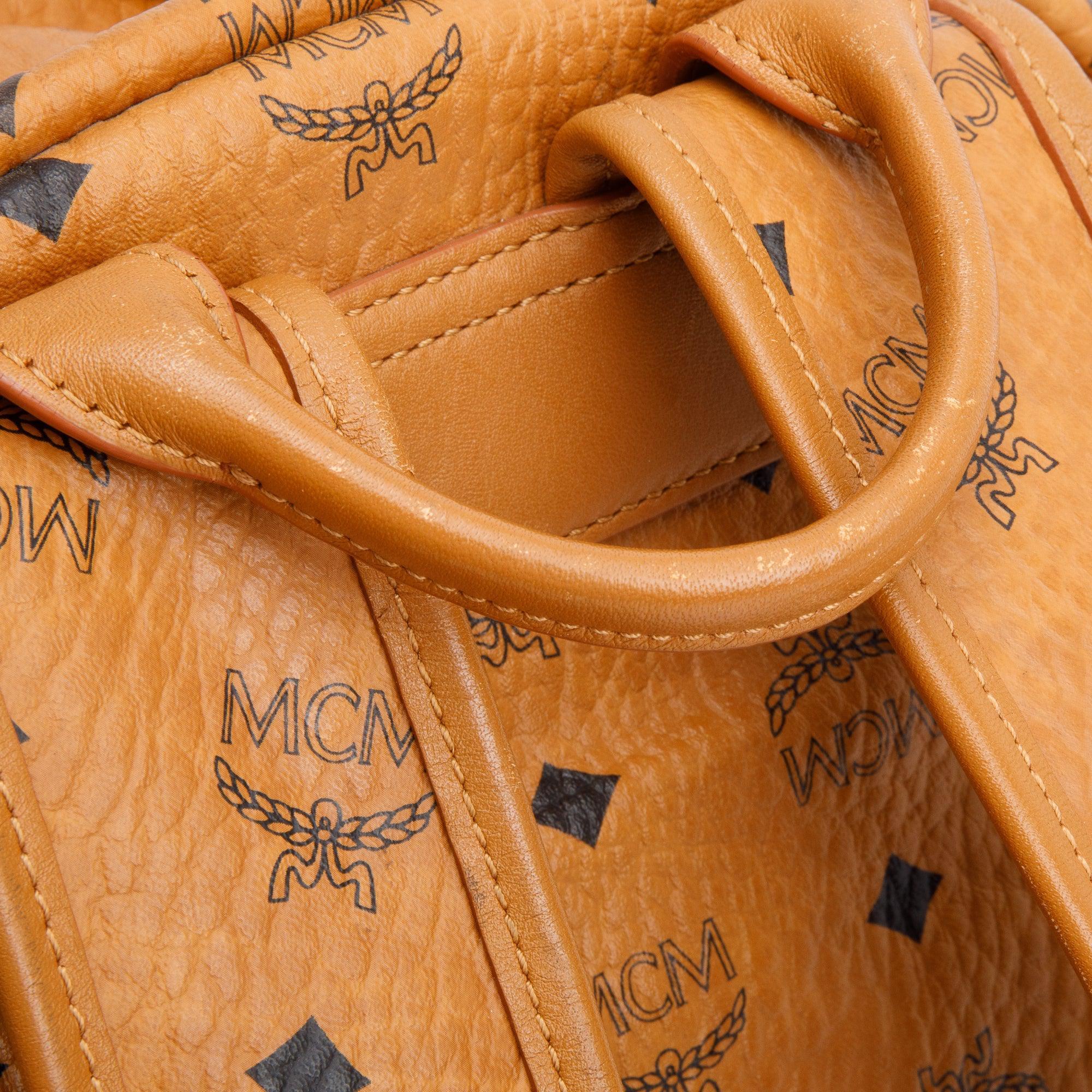 MCM Cognac Visetos Stark Side Studs Medium Backpack