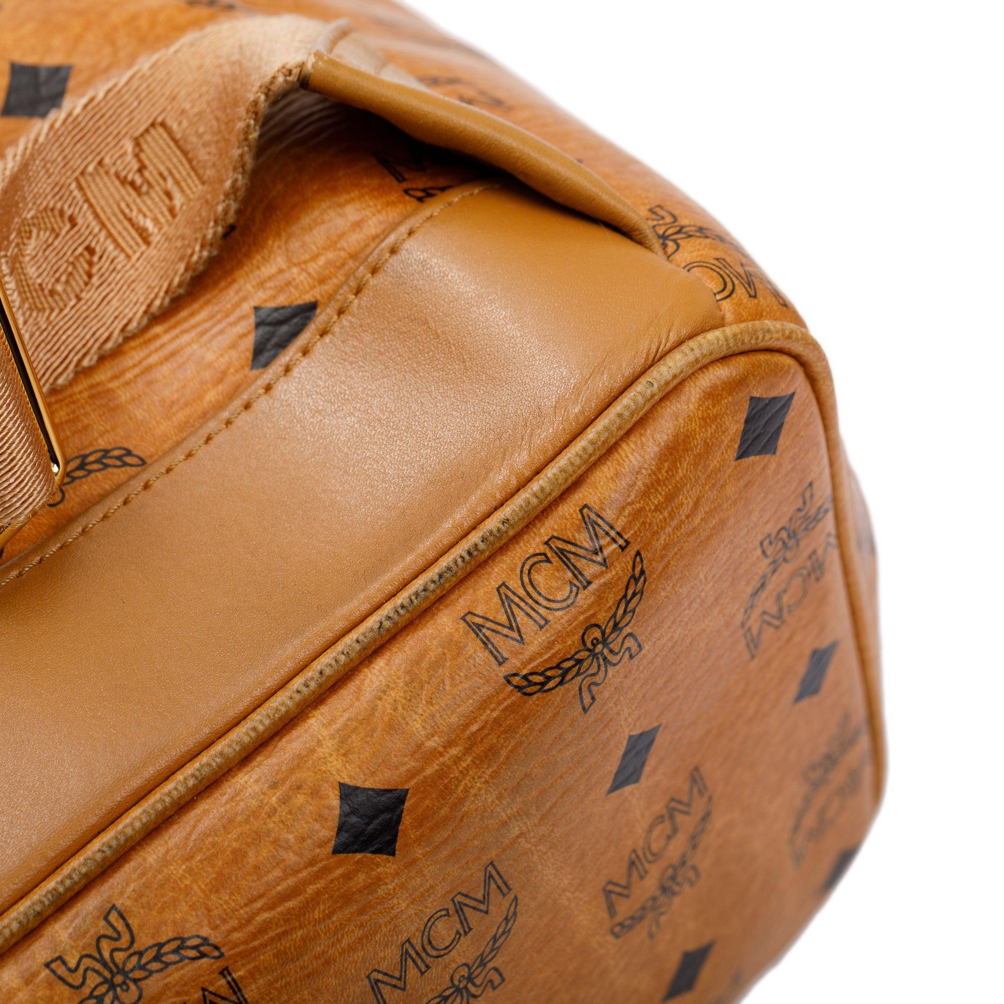 MCM Cognac Visetos Studded Stark Medium Backpack