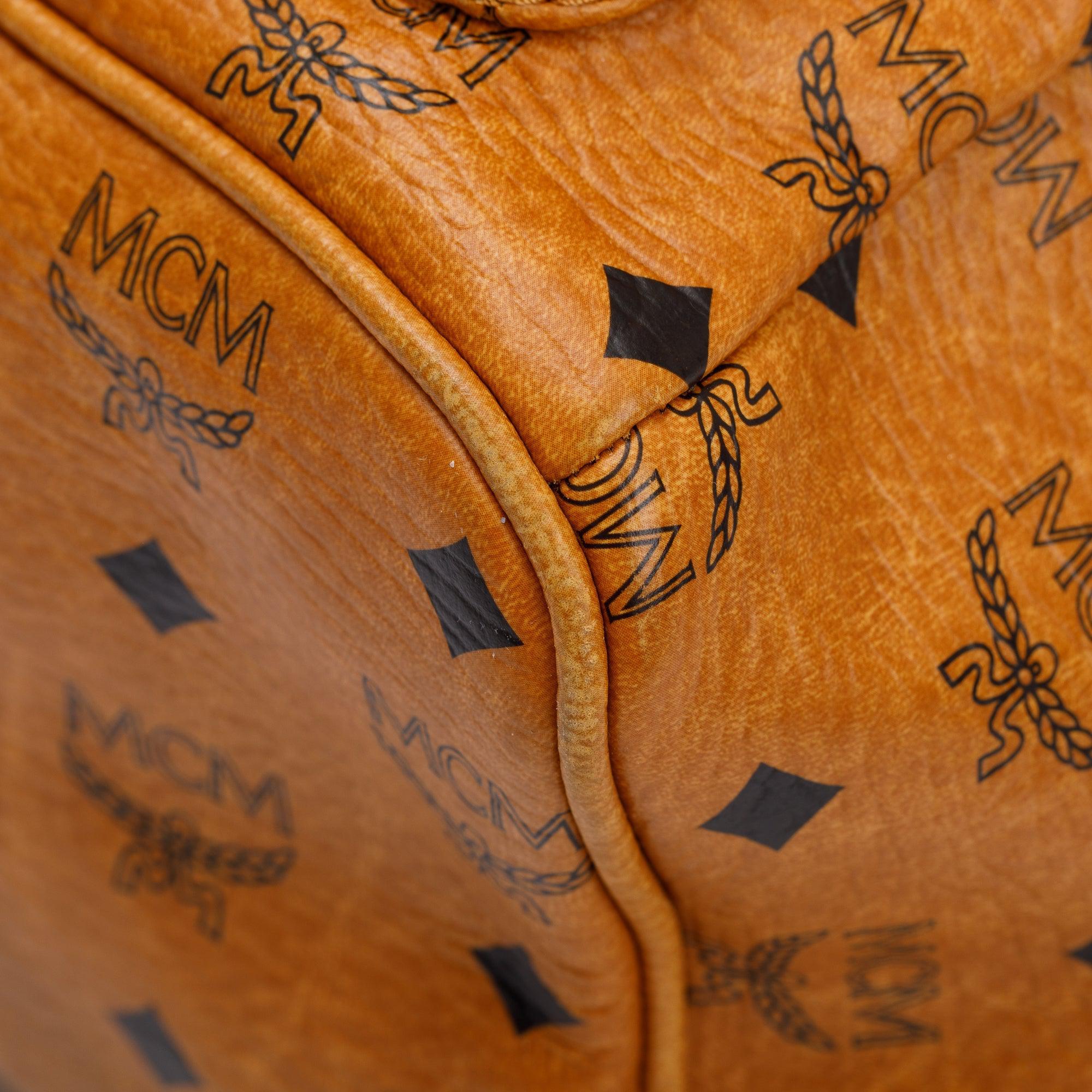 MCM Cognac Visetos Studded Stark Medium Backpack