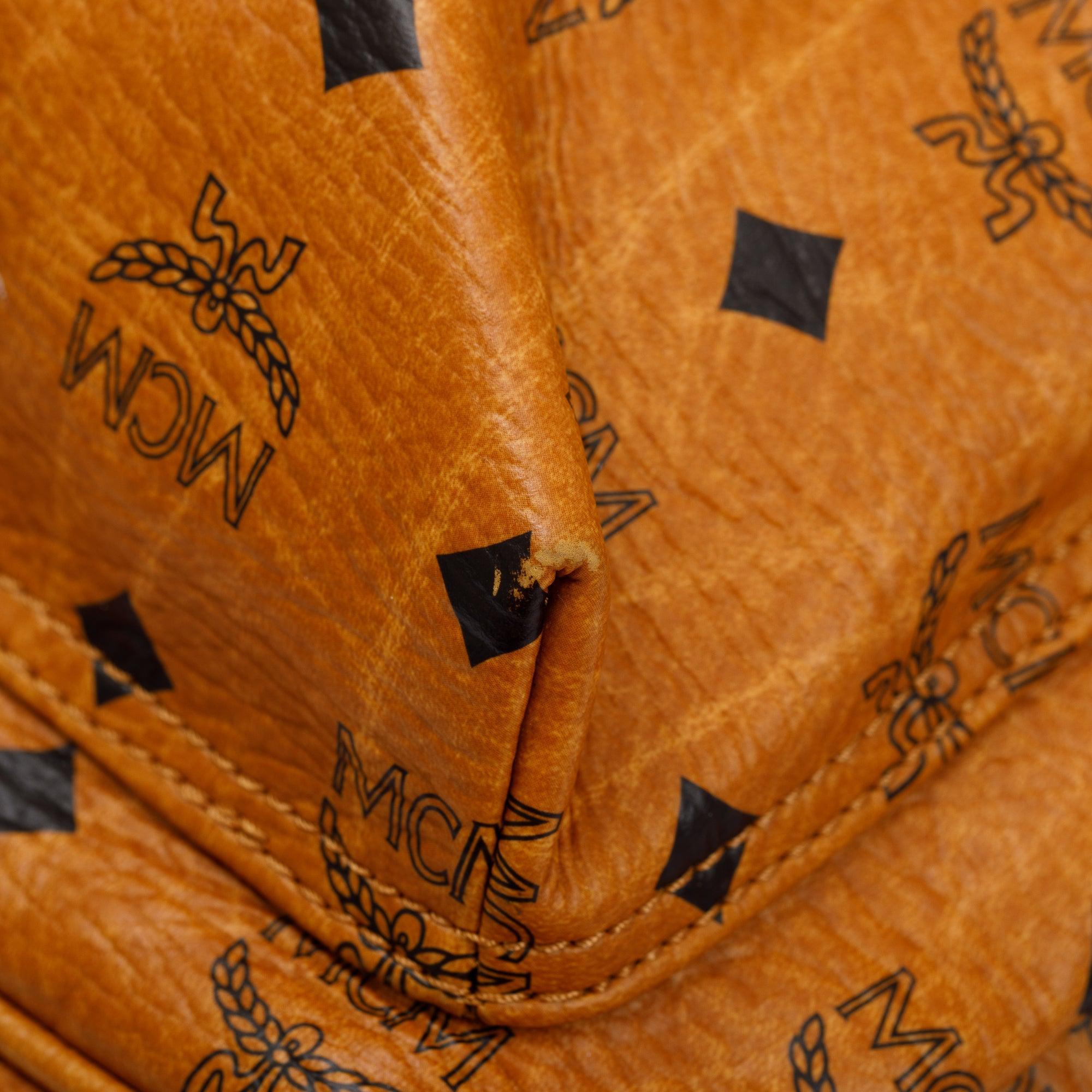 MCM Cognac Visetos Studded Stark Medium Backpack