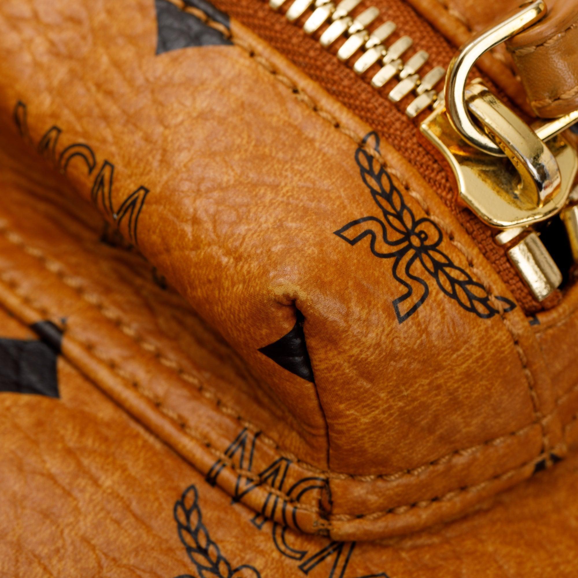 MCM Cognac Visetos Studded Stark Medium Backpack