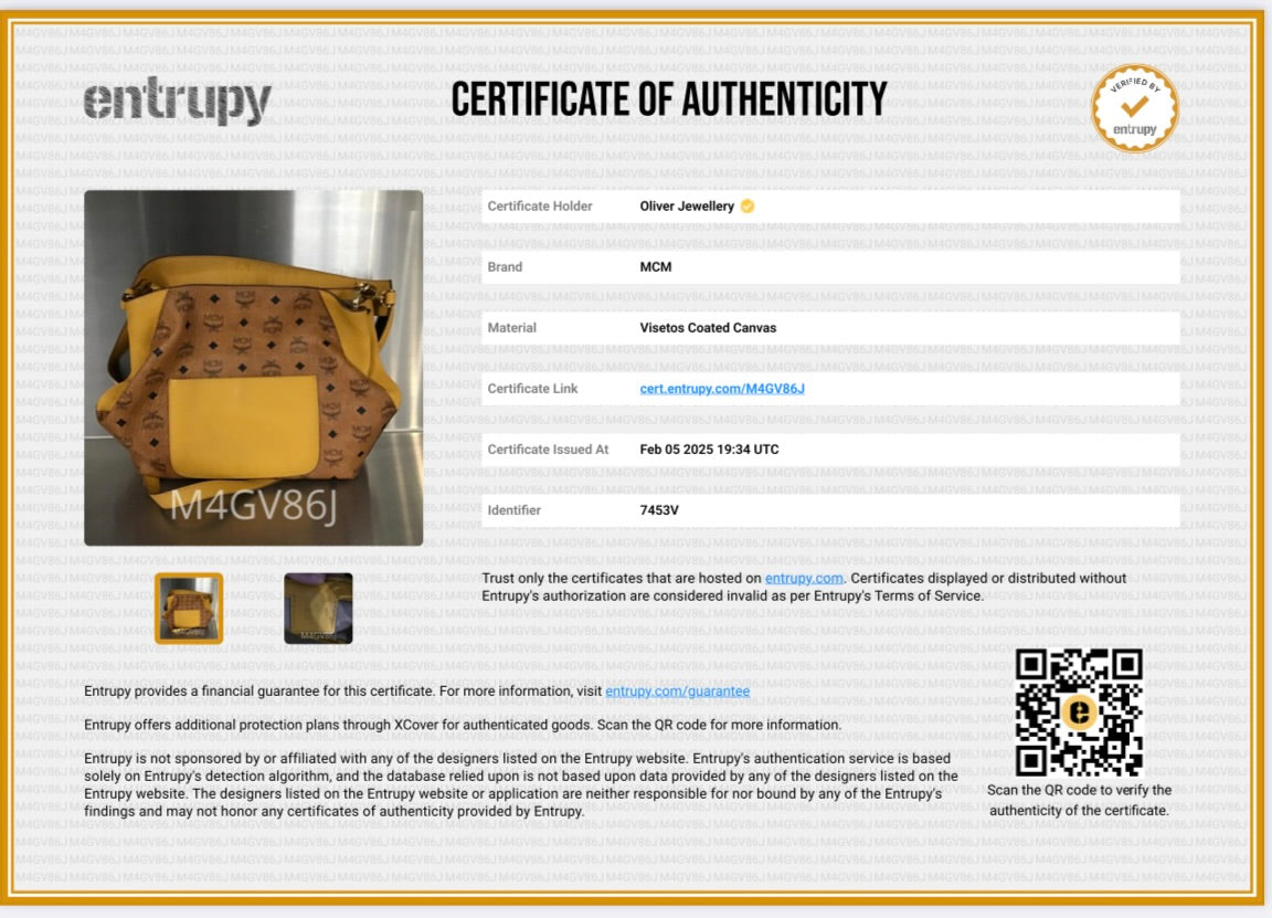 MCM Cognac Visetos Yellow Leather Klara Hobo w/ Strap