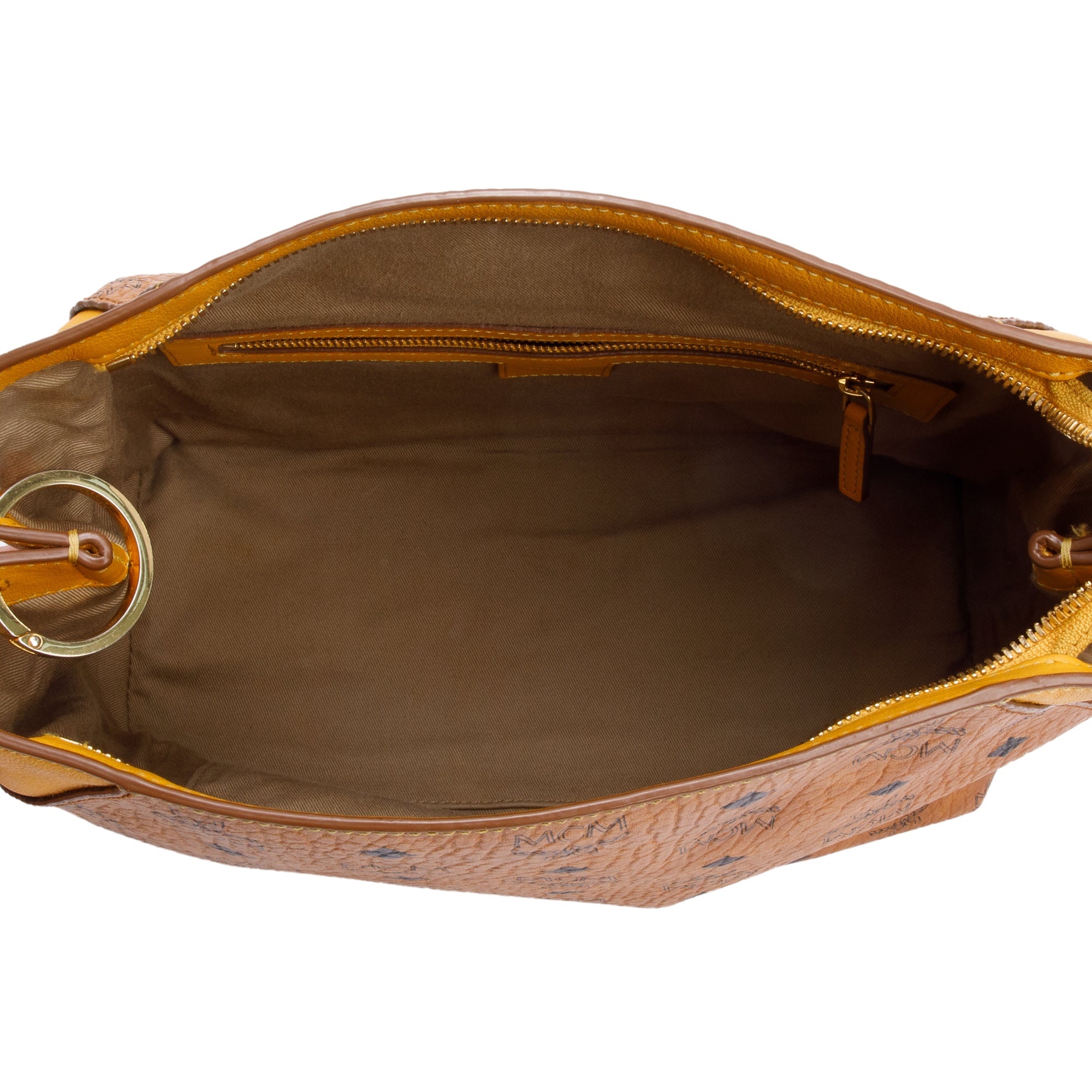 MCM Cognac Visetos Yellow Leather Klara Hobo w/ Strap