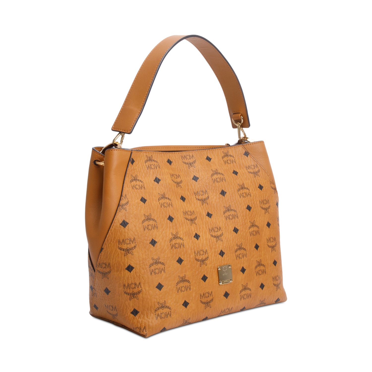 MCM Cognac Visetos Yellow Leather Klara Hobo w/ Strap & Card