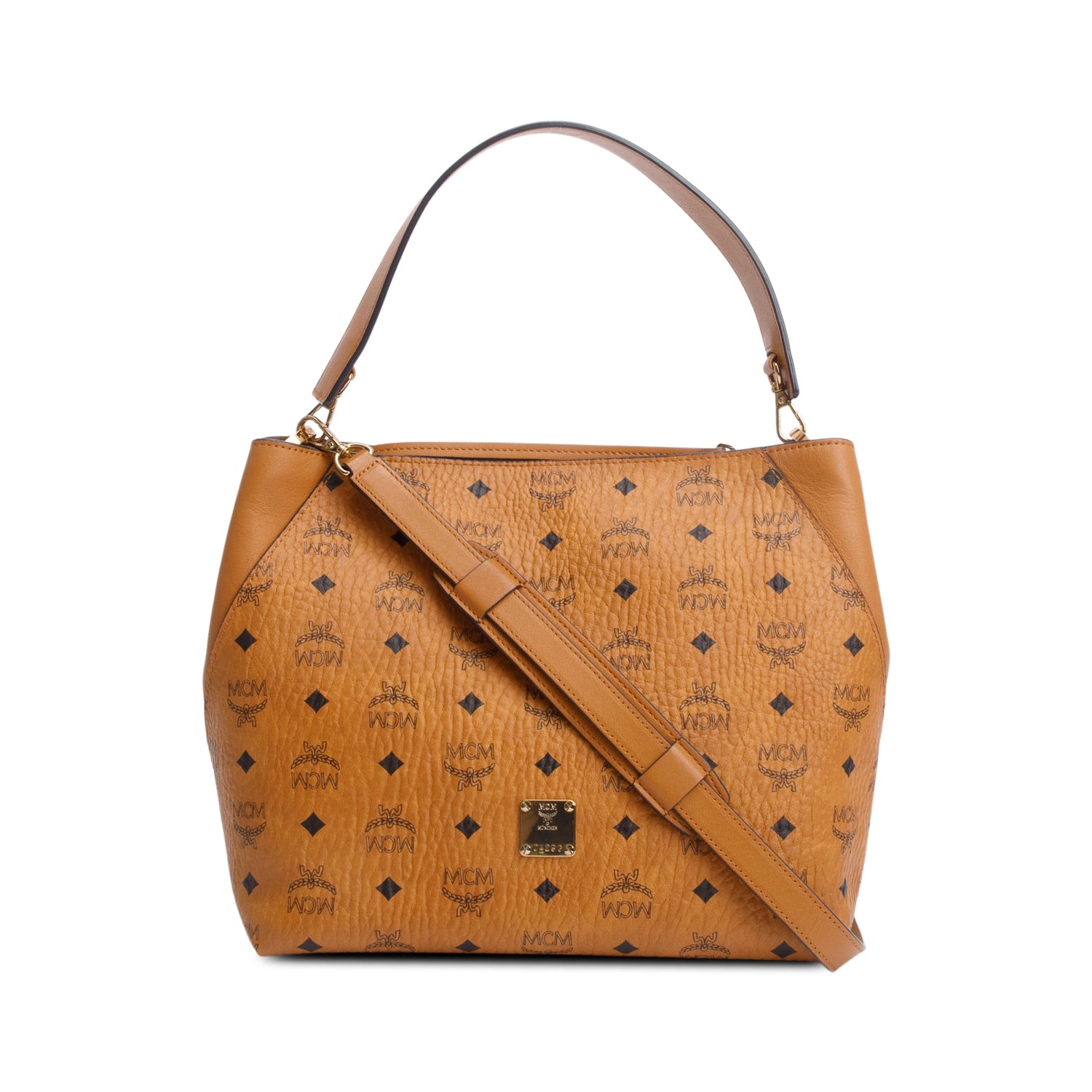 MCM Cognac Visetos Yellow Leather Klara Hobo w/ Strap & Card