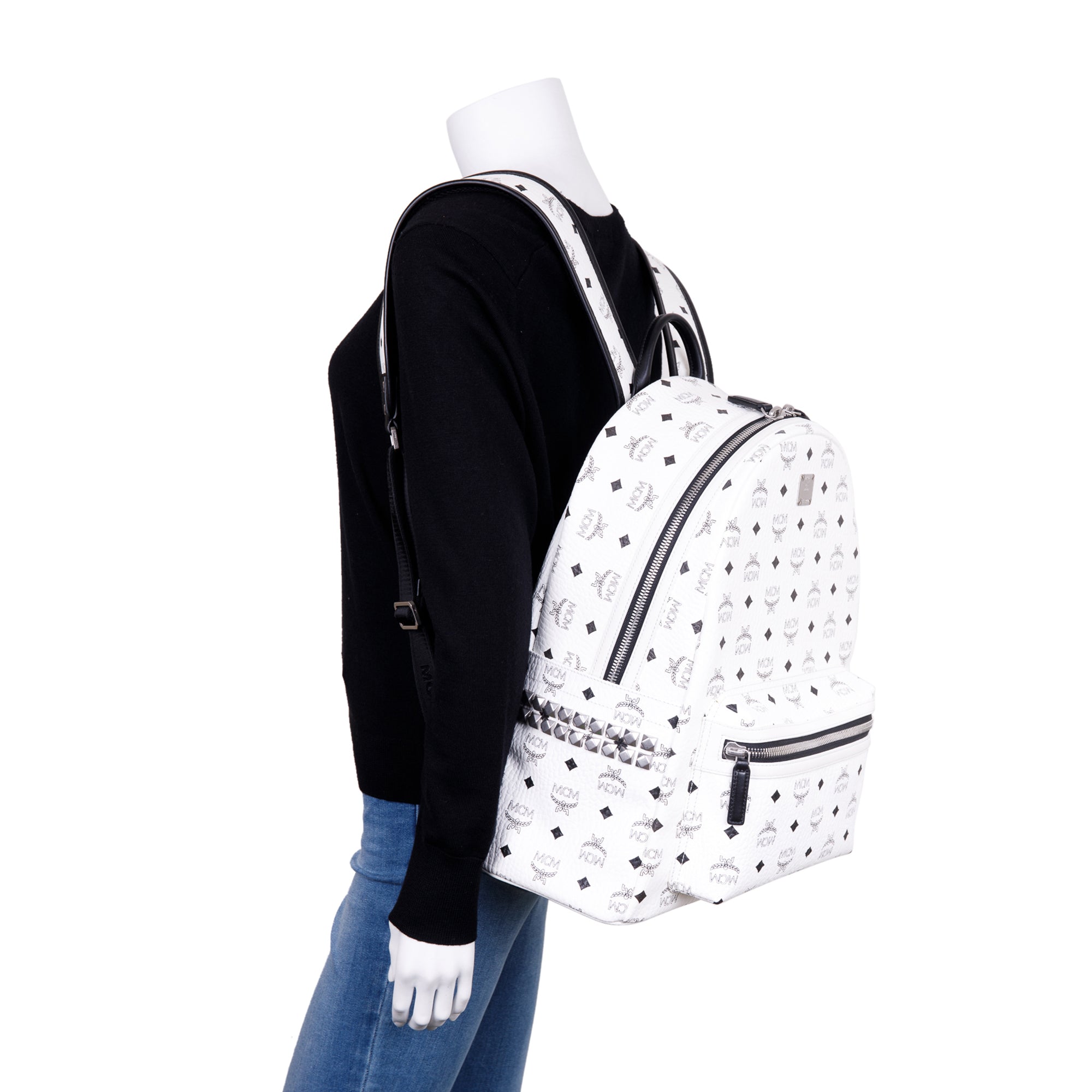 MCM Medium Visetos Stark Side Studs Backpack