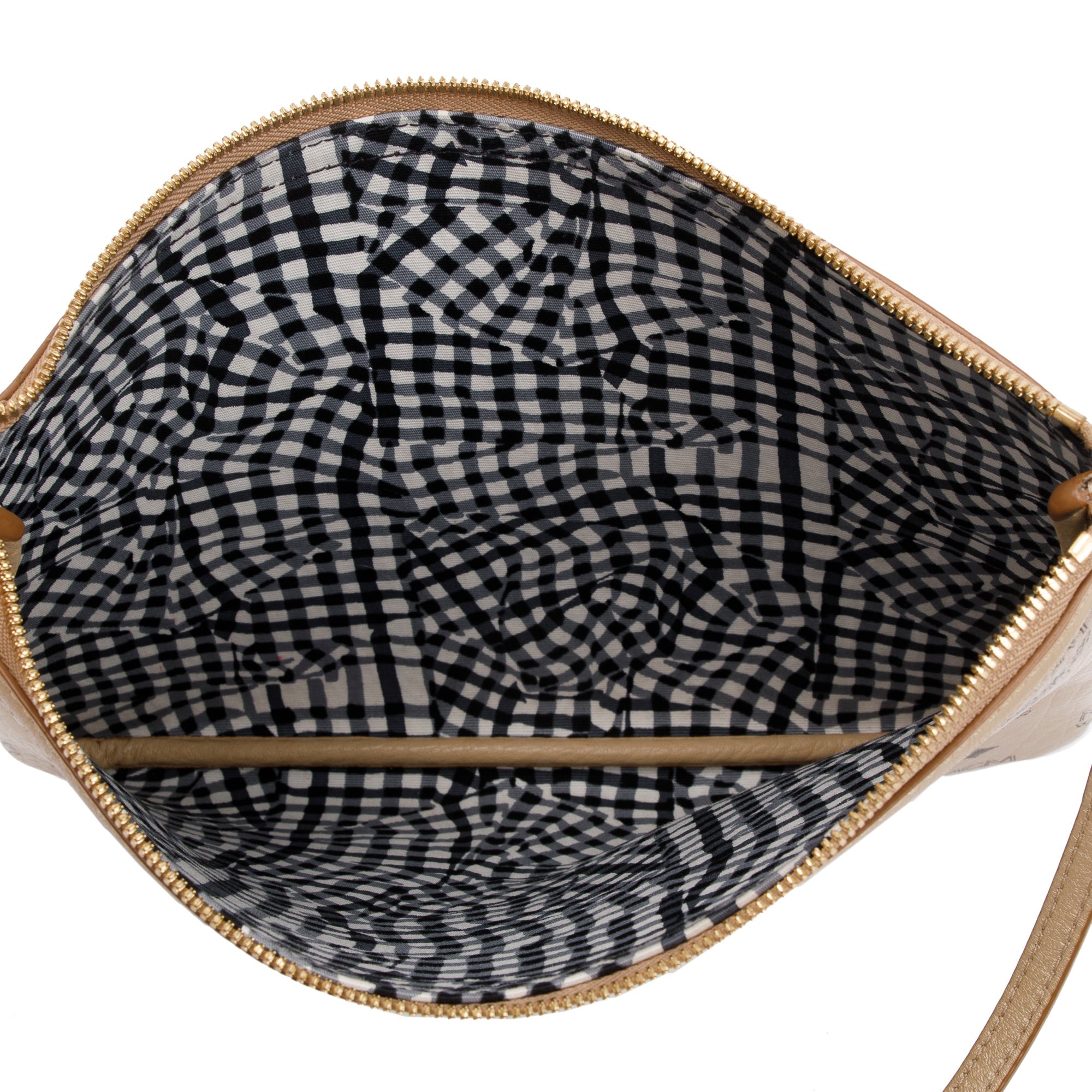 MCM Metallic Gold Visetos Medium Reversible Liz Shopper Tote w/ Pouch