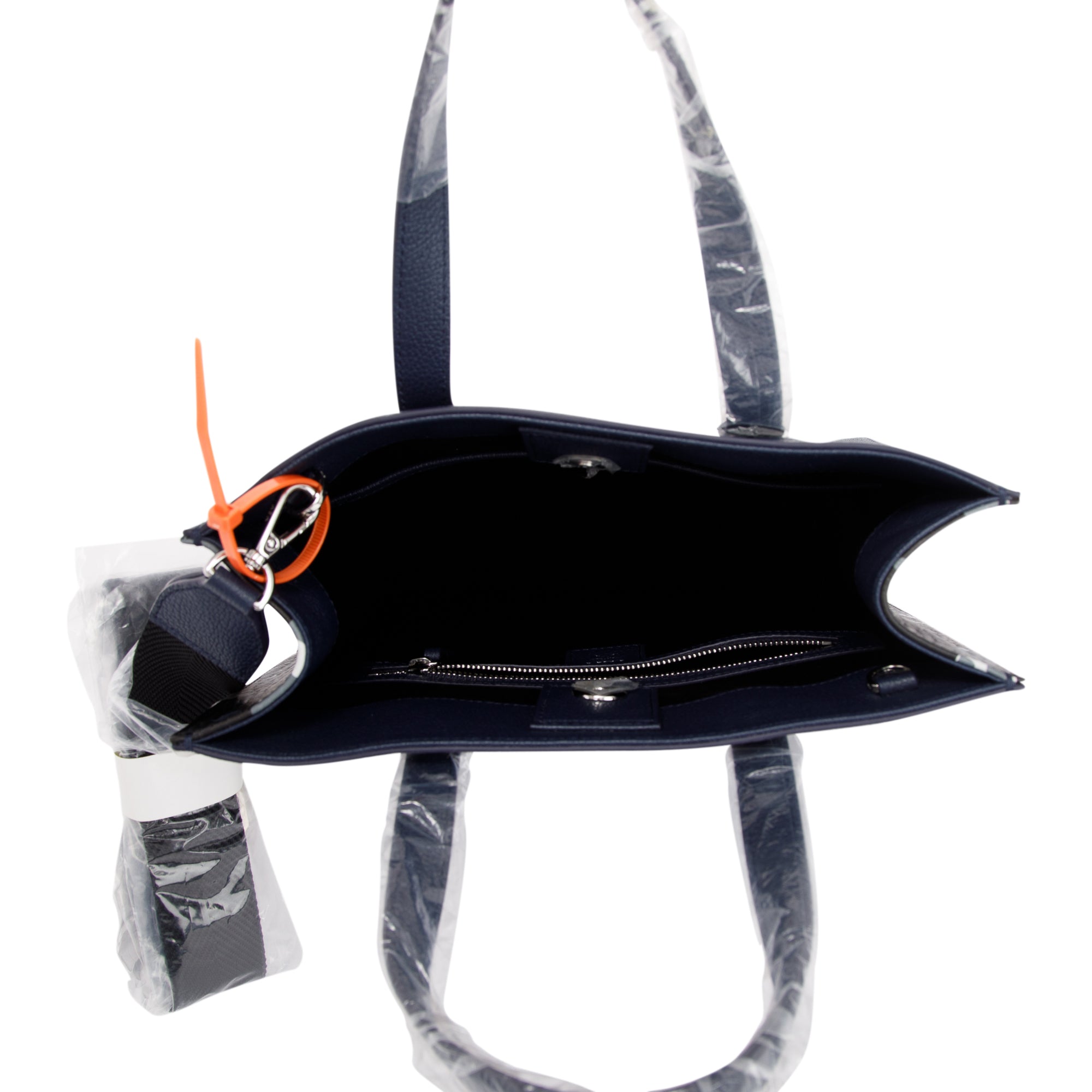 MCM Navy Calfskin Small Portuna Tote