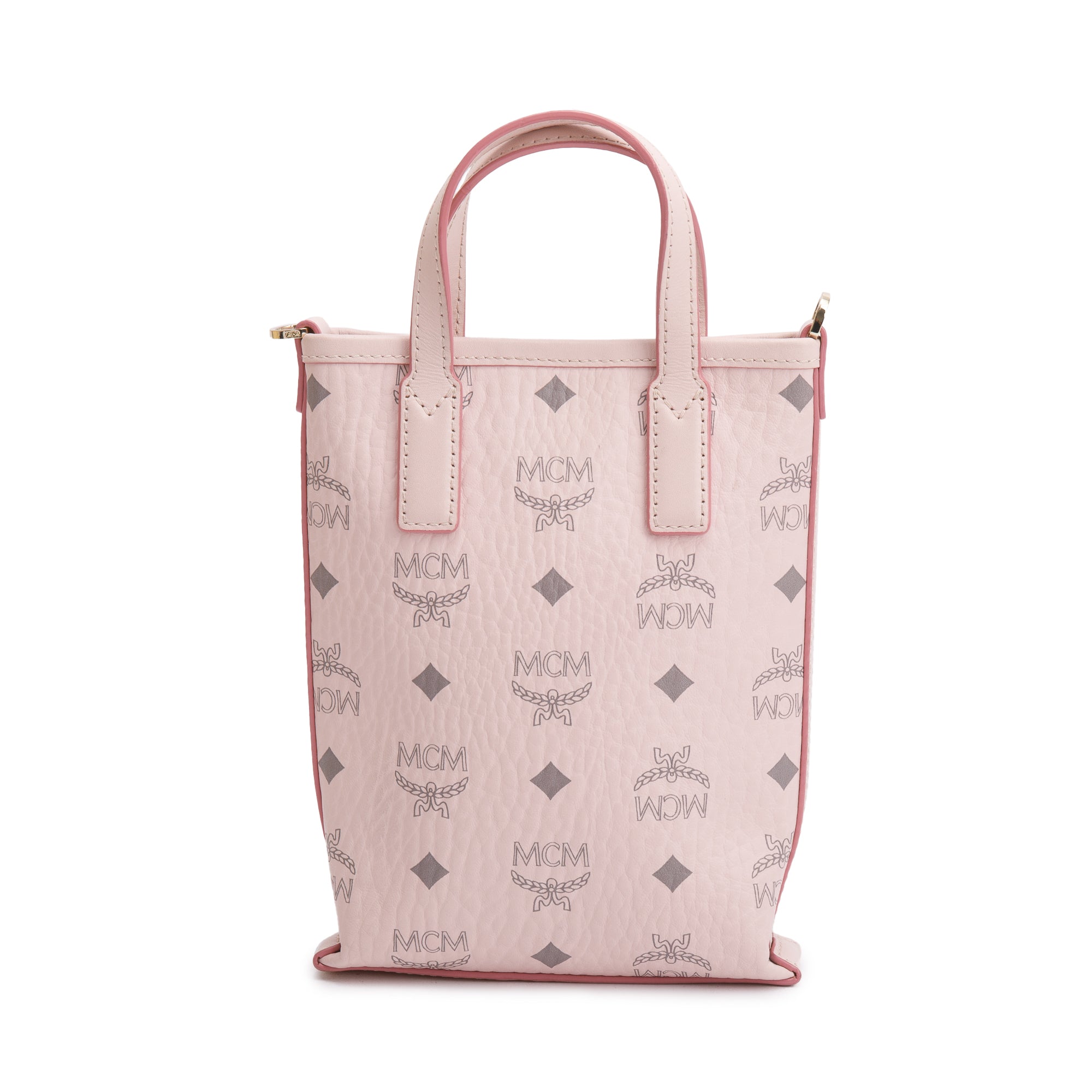 MCM Pink Visetos Canvas Nappa Leather Mini Aren Crossbody Bag