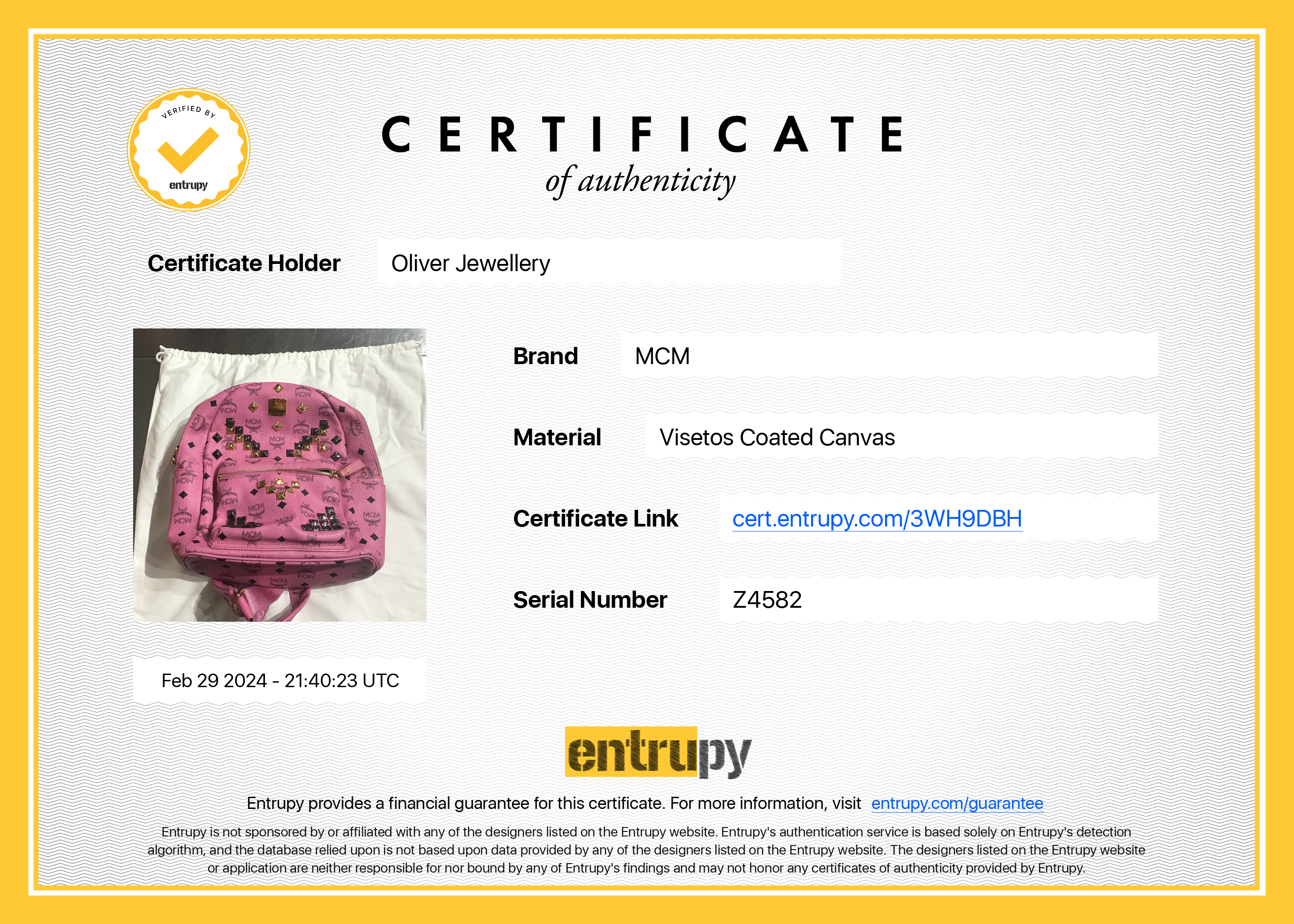 MCM Pink Visetos Studded Colorblock Stark Small Backpack