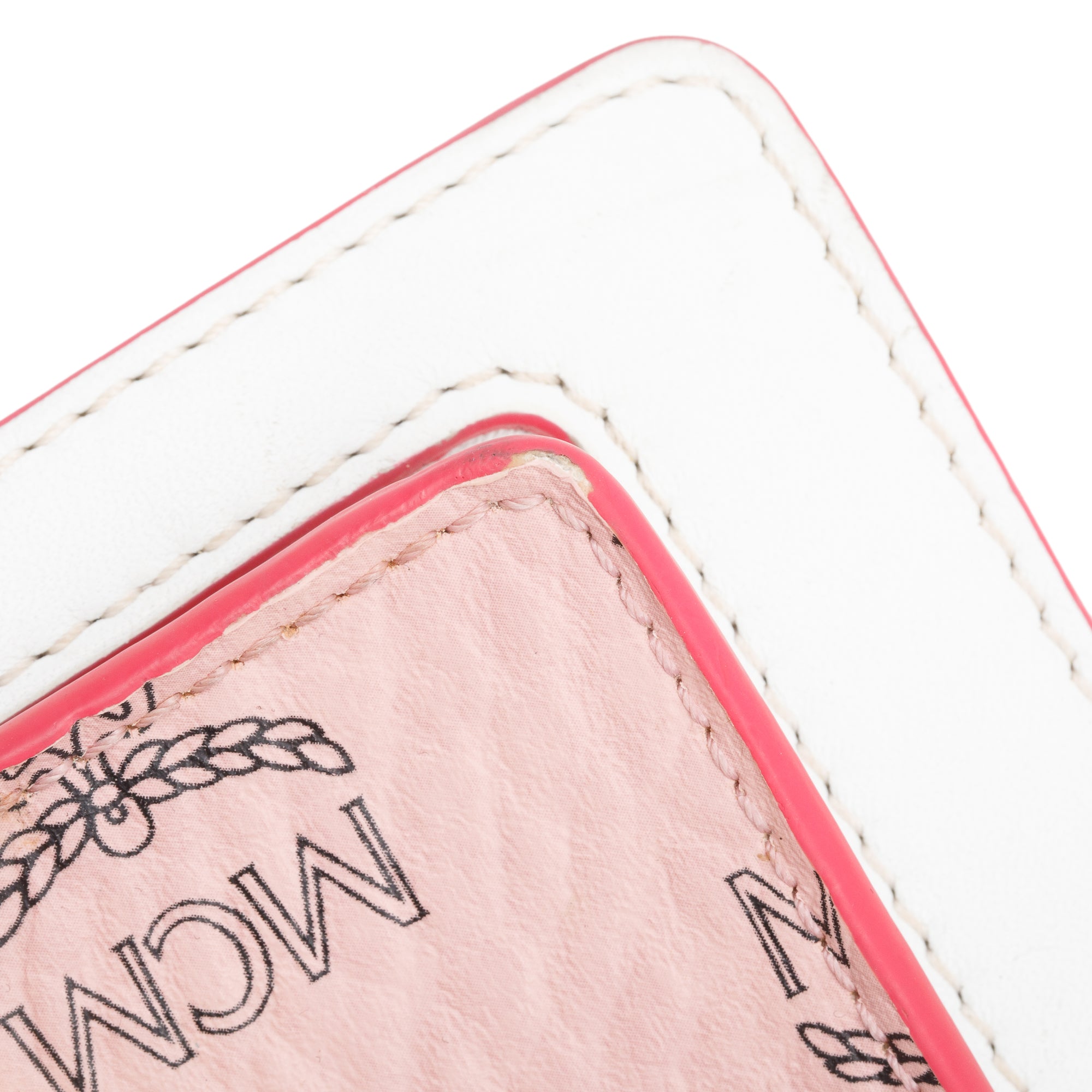 MCM Pink/White Calf Leather Pink Visetos The Patricia Crossbody w/ Strap